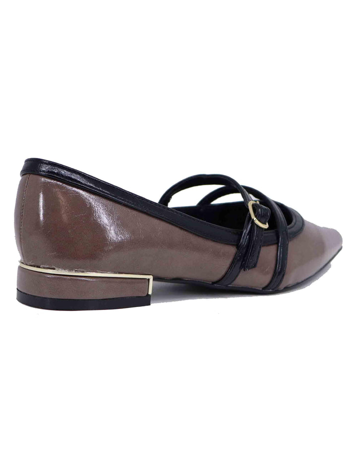 Ballerine donna in eco pelle taupe con punta a punta T170008117F7 029 Exe 