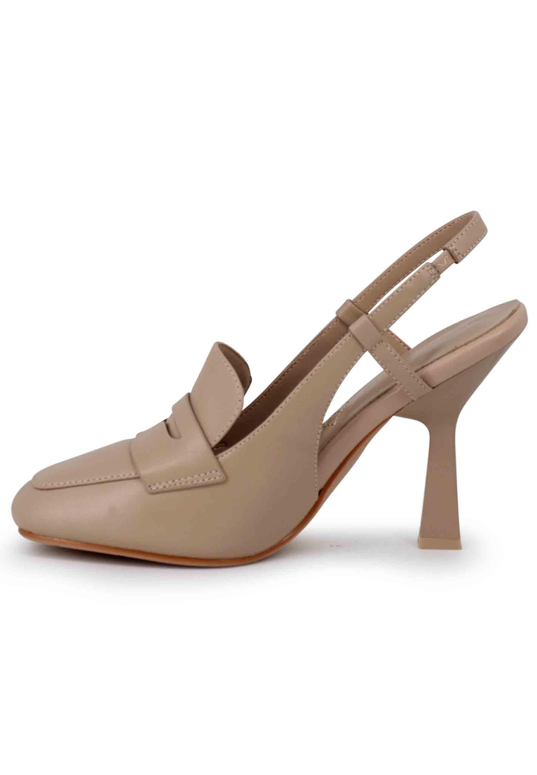 Sandali slingback donna in pelle natutale von tacco alto e punta quadra BO1665 200 Manufacture D'Essai 
