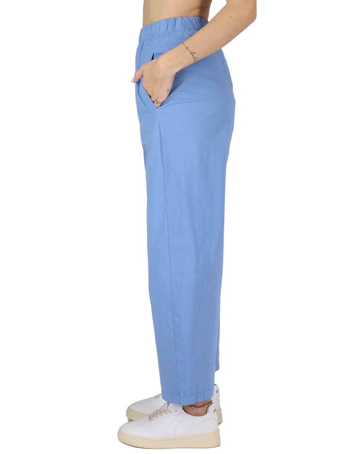 Pantaloni donna in cotone celeste PRUX OVO CLOUD TreBarraBi 