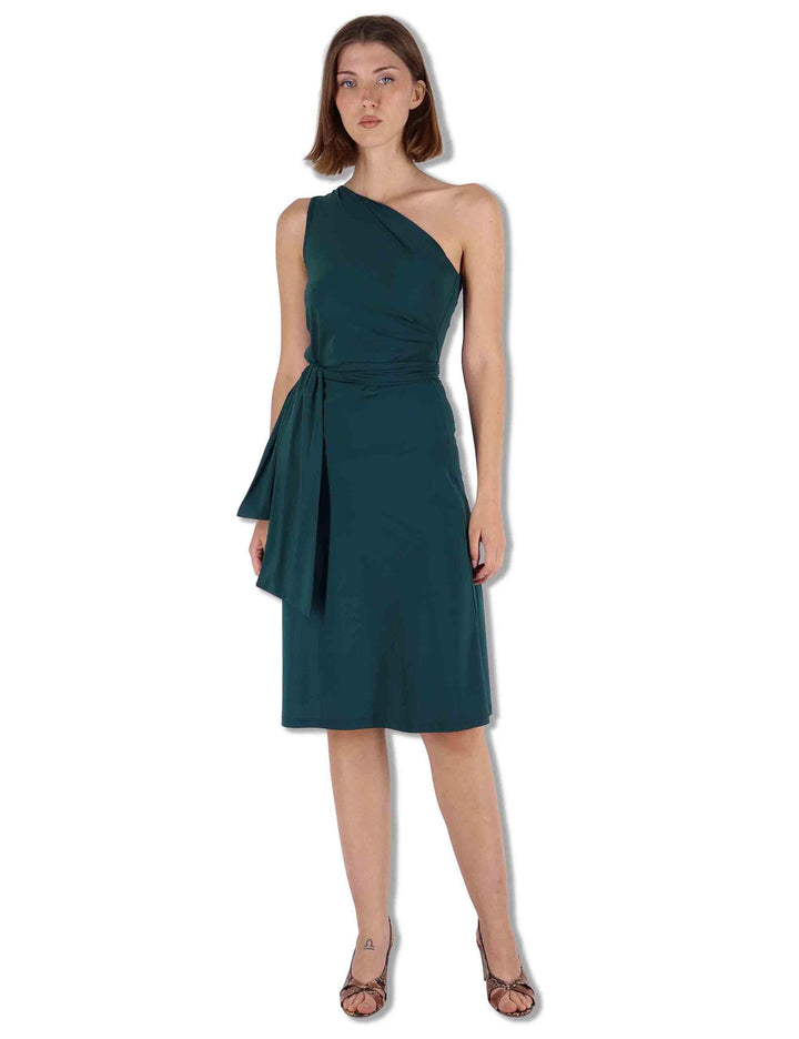 Abiti donna Soft in jersey verde monospalla con fusciacca JF671570210 60050 Maliparmi 