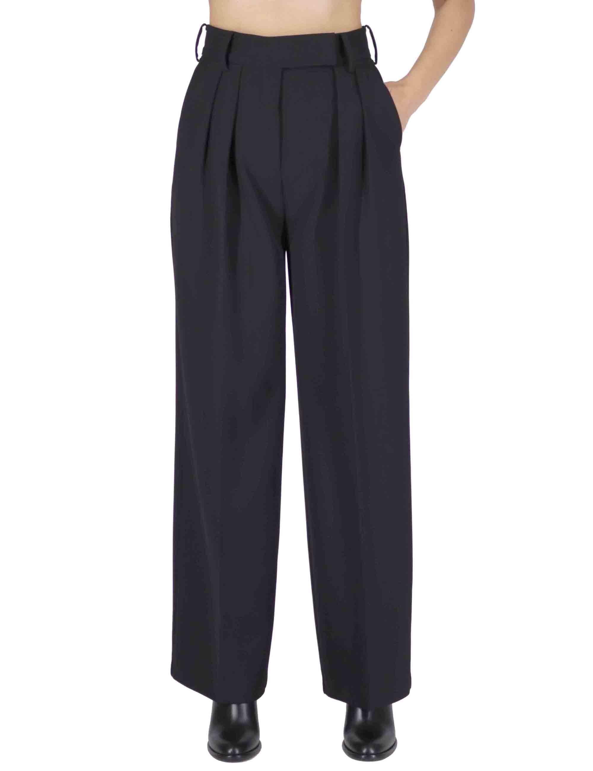 Pantaloni donna Cady in tessuto nero con gamba larga JH803750658 20000 Maliparmi 