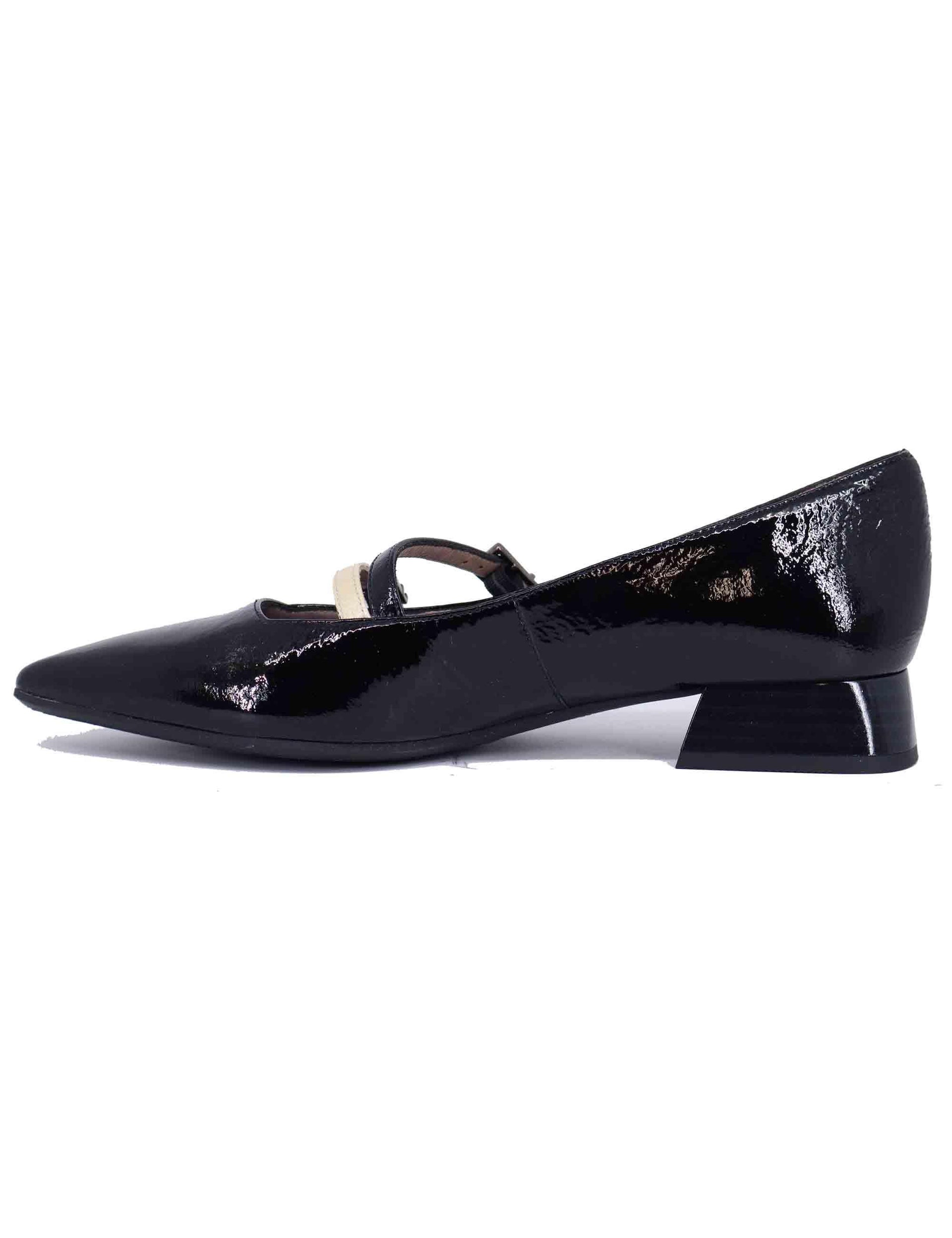 Decollete donna in pelle nera tacco basso BHI243567 C003 Hispanitas 