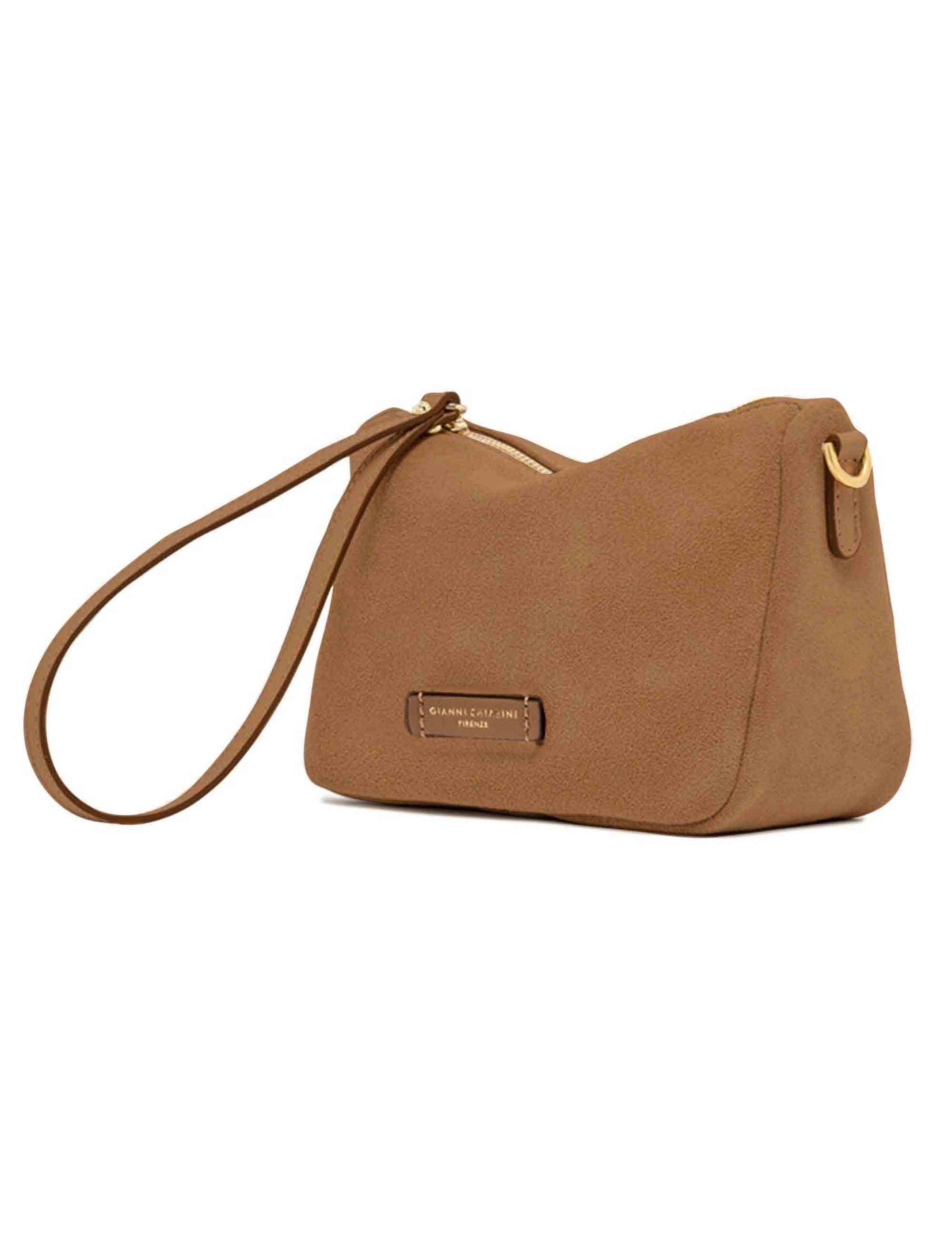 Borse donna Nora Pouch in pelle scamosciata cuoio con polsiera e tracolla BS10224 CM-PL 1478 Gianni Chiarini 