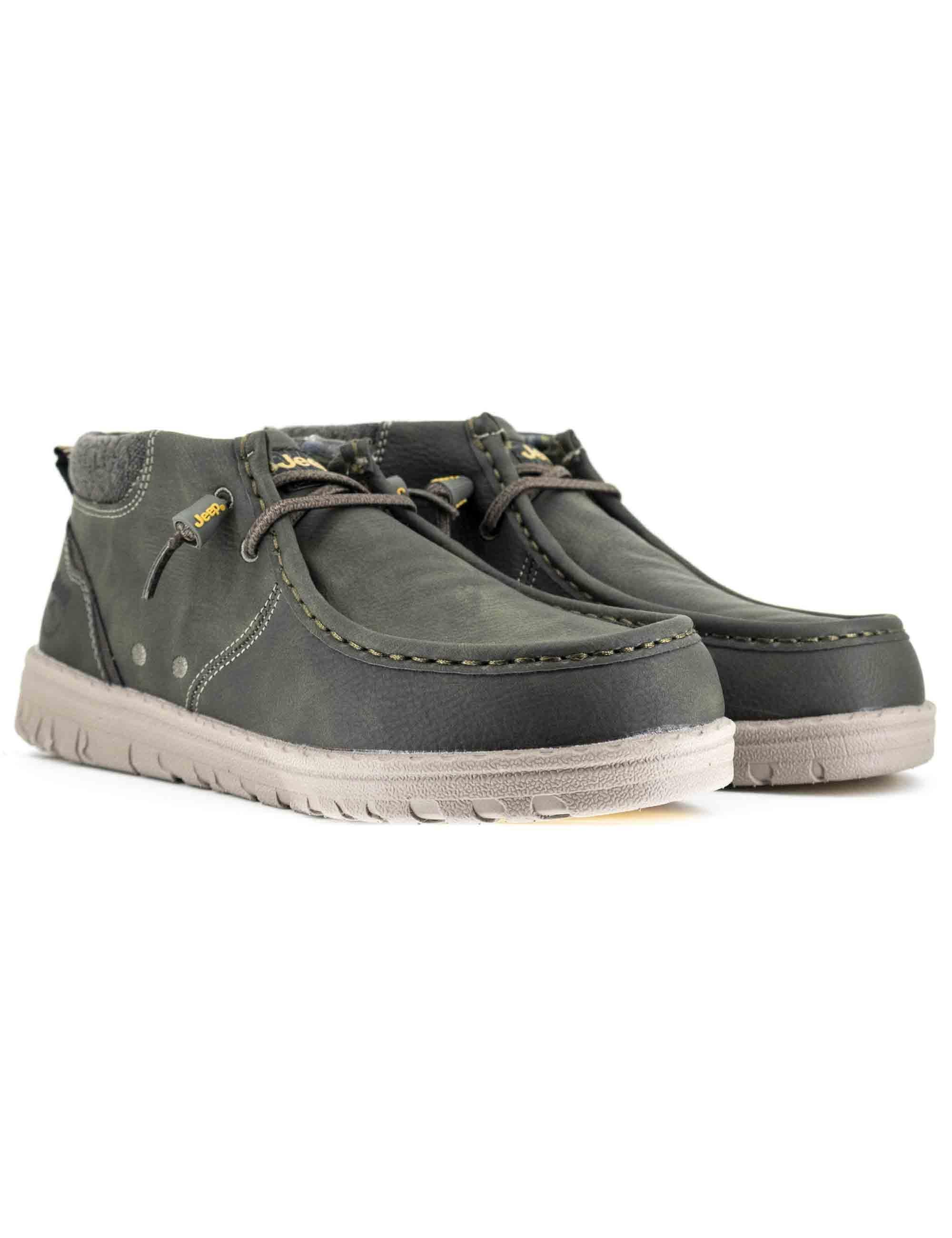 Stivaletti uomo stringati Samoa Wallebee Mid in nabuk militare JM52112A 020 Jeep 