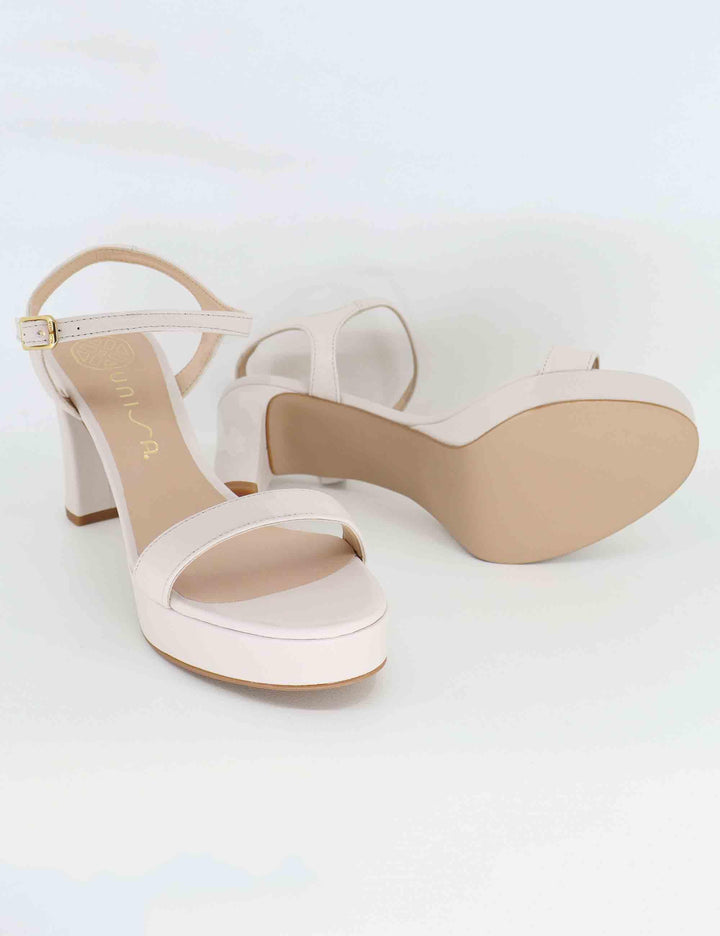 Sandali donna in pelle avorio con tacco alto e plateau OSORO NTO_IVORY Unisa 