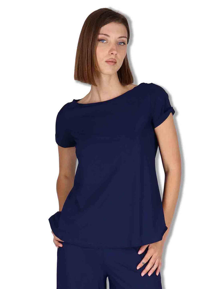 T-Shirt donna Soft in jersey blu mezza manica JK028170210 80043 Maliparmi 