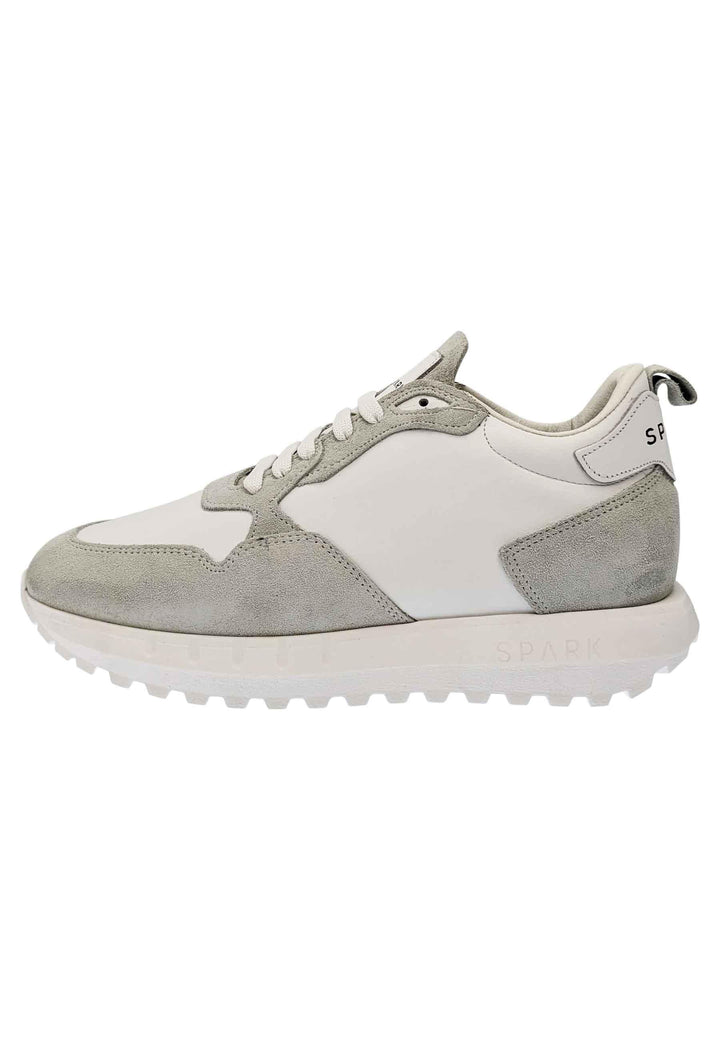 Sneakers uomo in pelle e tessuto off white con fondo alto in gomma SPK25 100 Spark for Spatarella 