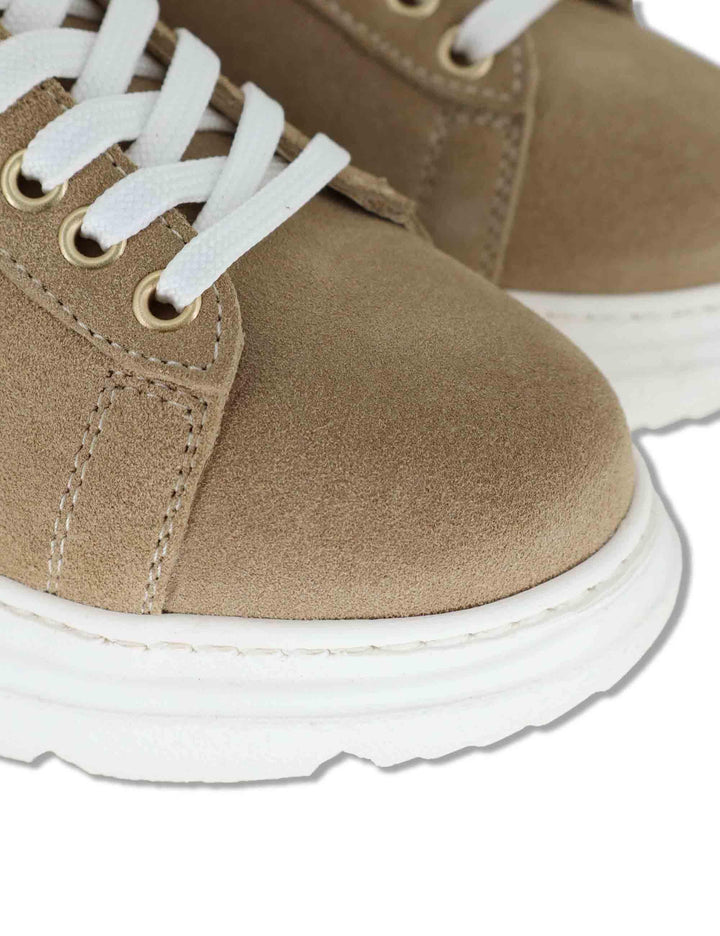 Sneakers donna in camoscio camel con suola running alta in gomma SP60170 015 Spatarella 