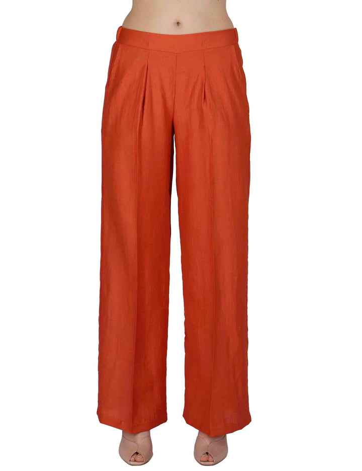 Pantaloni donna Elastic Waist Trousers in lino arancione con elastico in vita JABPN0001-F1369-1254 2520 Justmine 