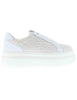 Sneakers femme en cuir tressé blanc, modèle ARIAG 50A.