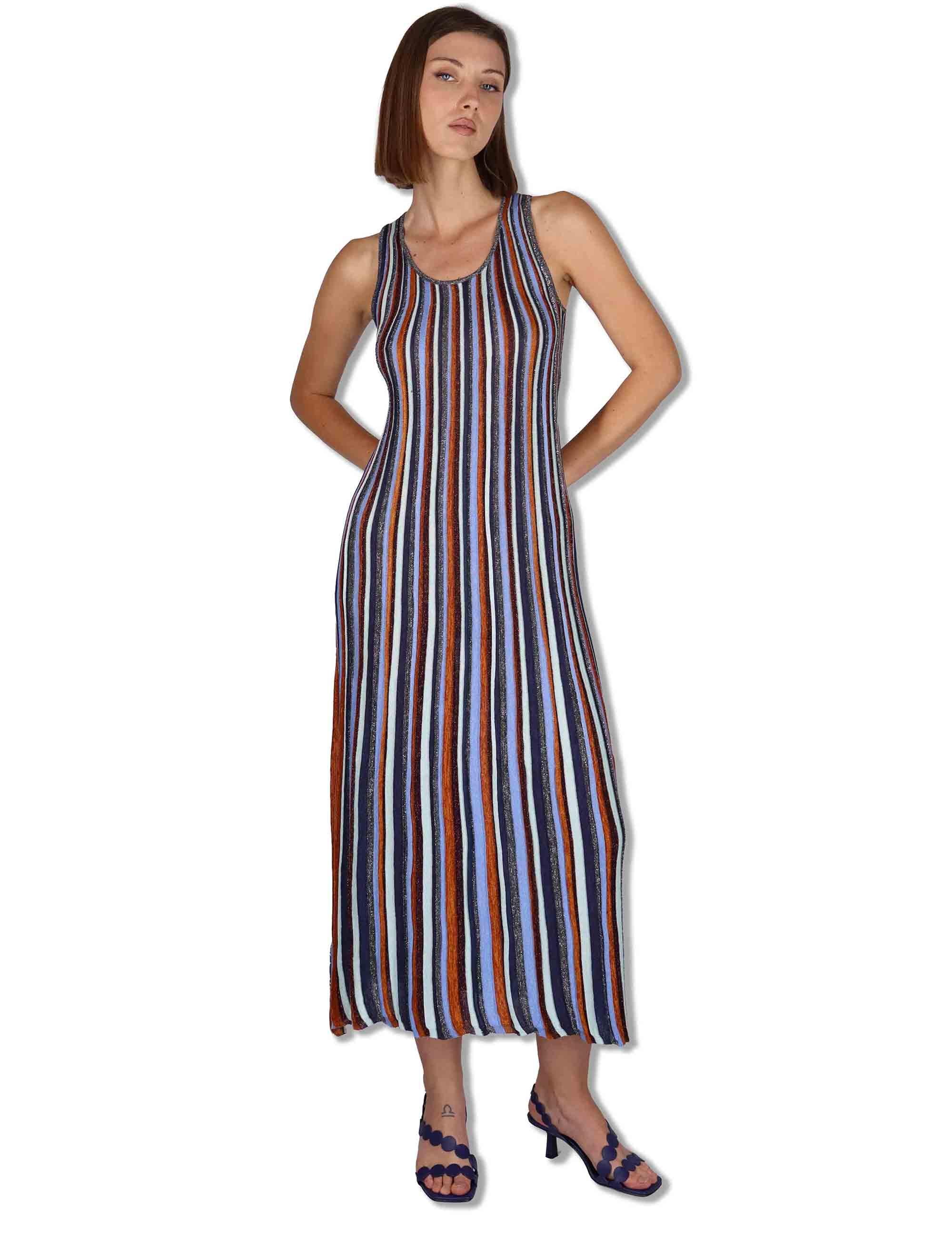 Abiti lunghi donna Flexage Stripes in viscosa a righe verticali azzurro e multicolore JF951378211 81B99 Maliparmi 