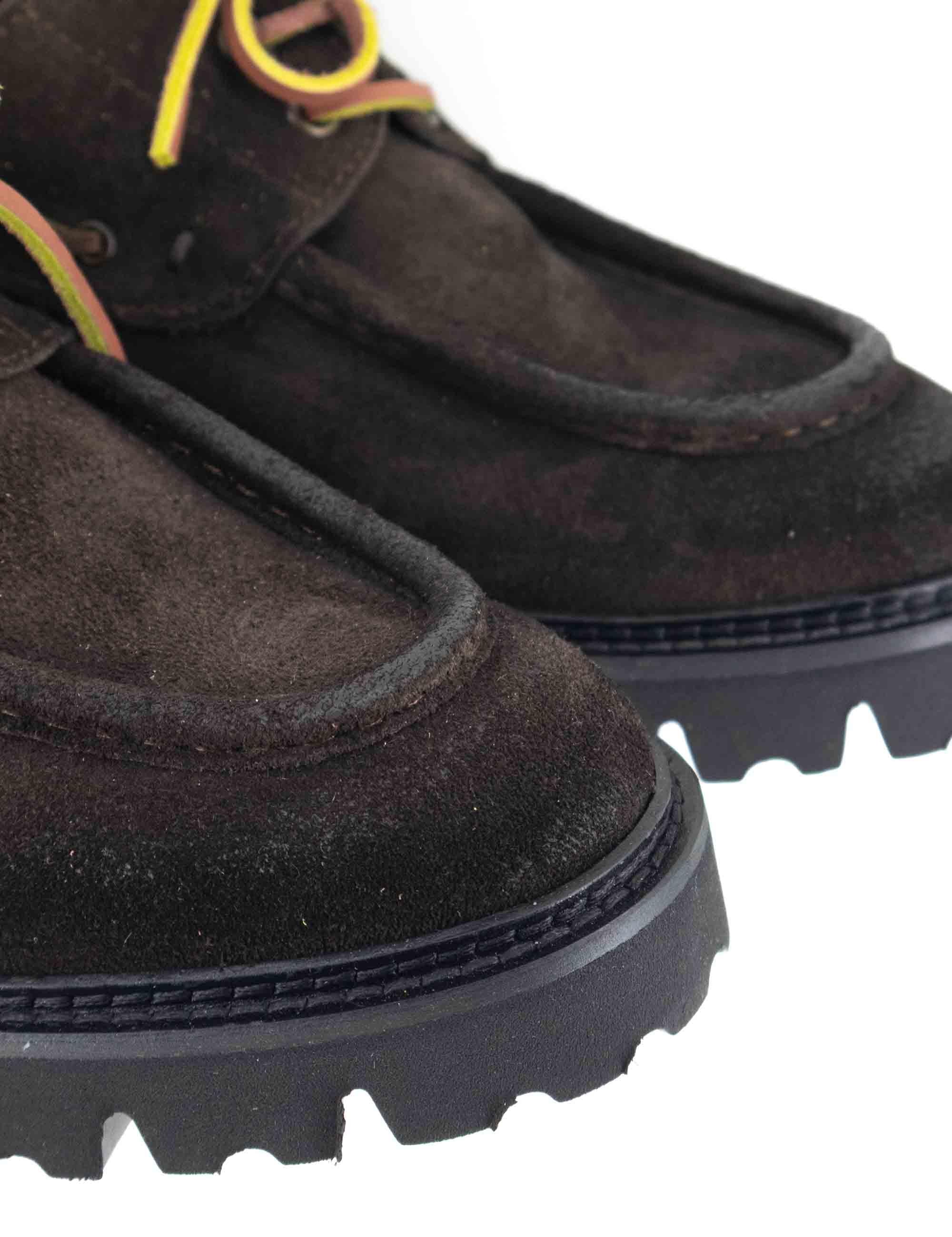 Stringate uomo in camoscio ingrassato marrone con suola carrarmato SP1982 014 Spatarella 