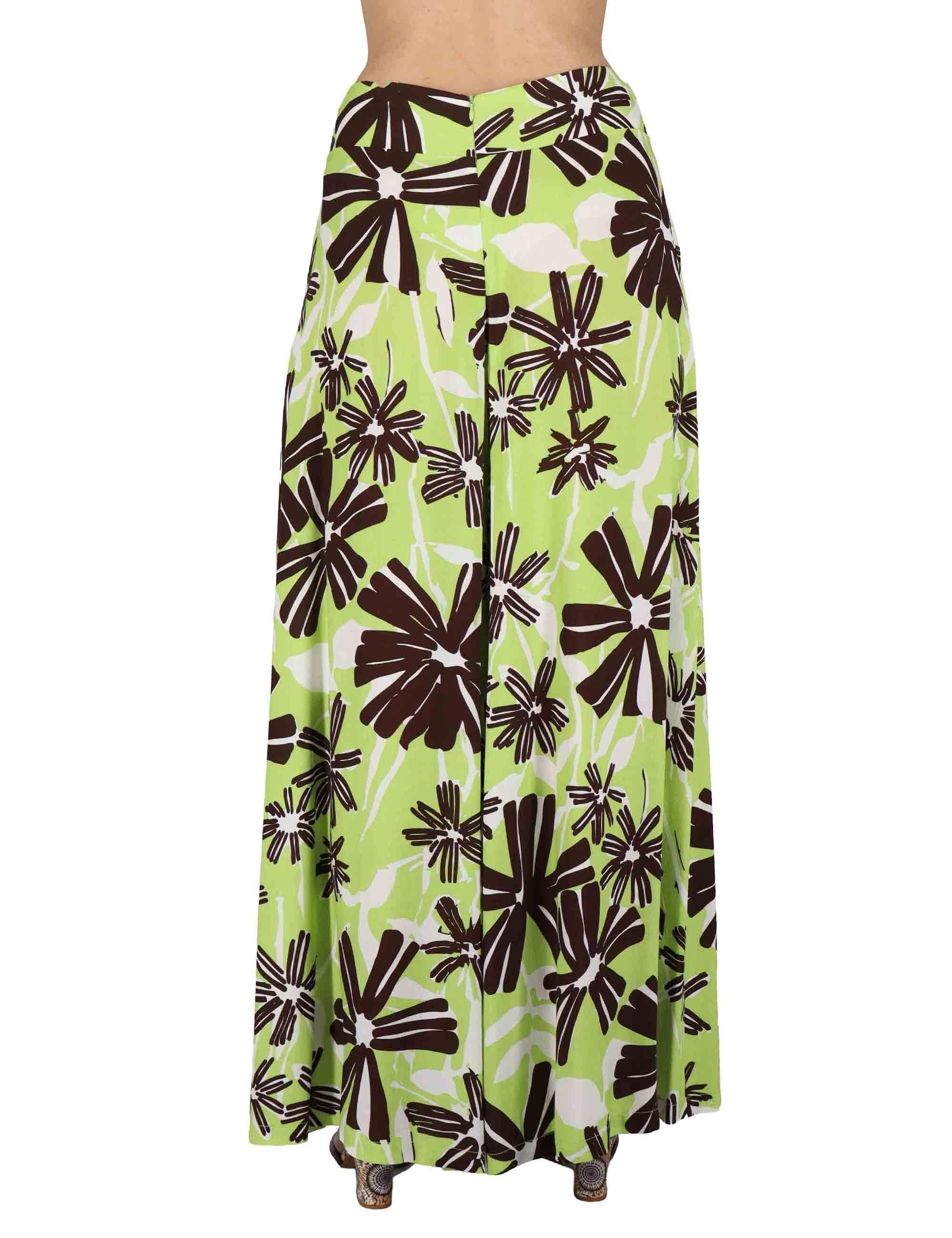 Pantaloni donna Palazzo Trousers in viscosa naturale verde stampata JABPN0001-F1090-1244 7046 Justmine 