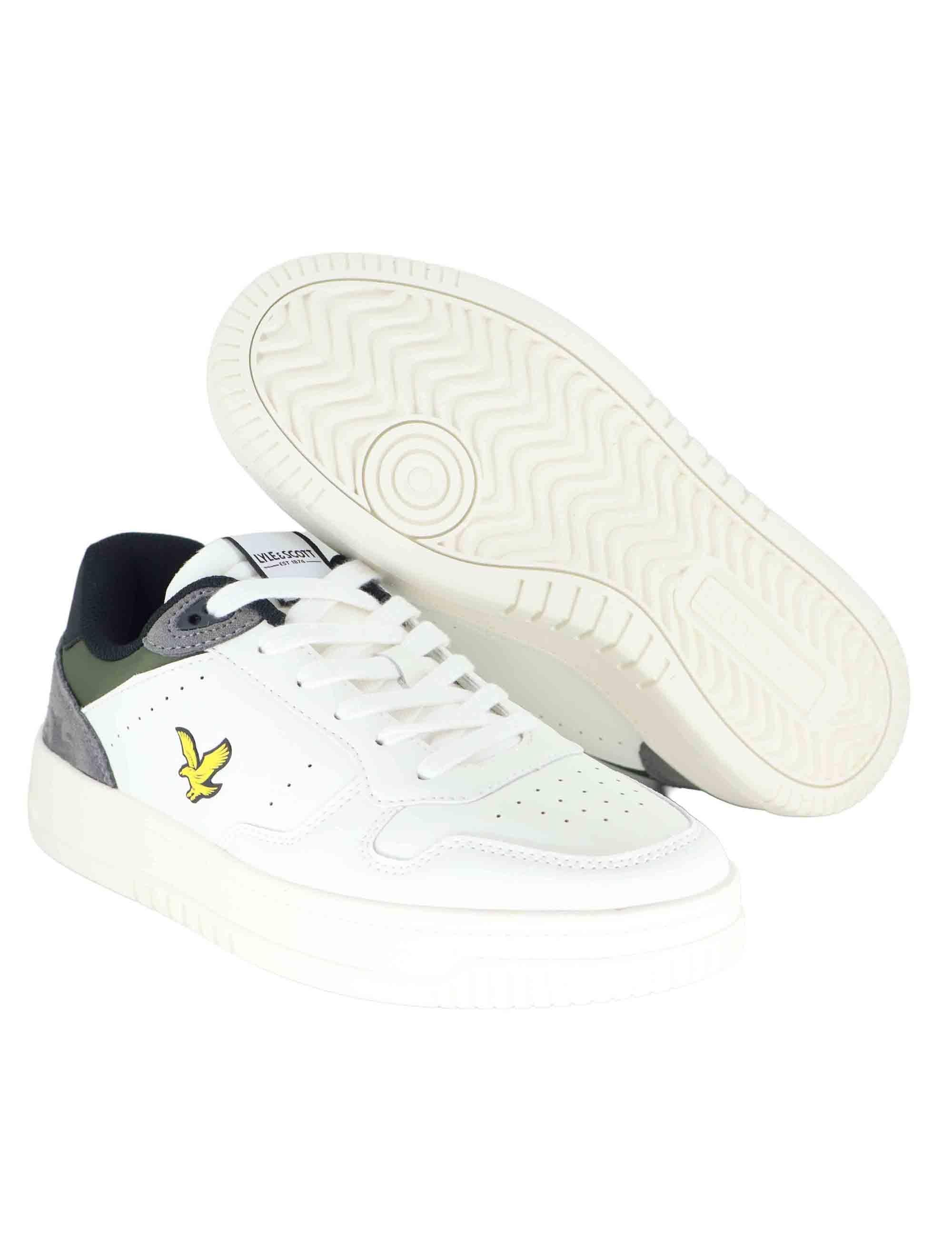 Sneakers uomo in pelle bianca con riporti in contrasto e logo laterale ANDREW009 848 Lyle & Scott 