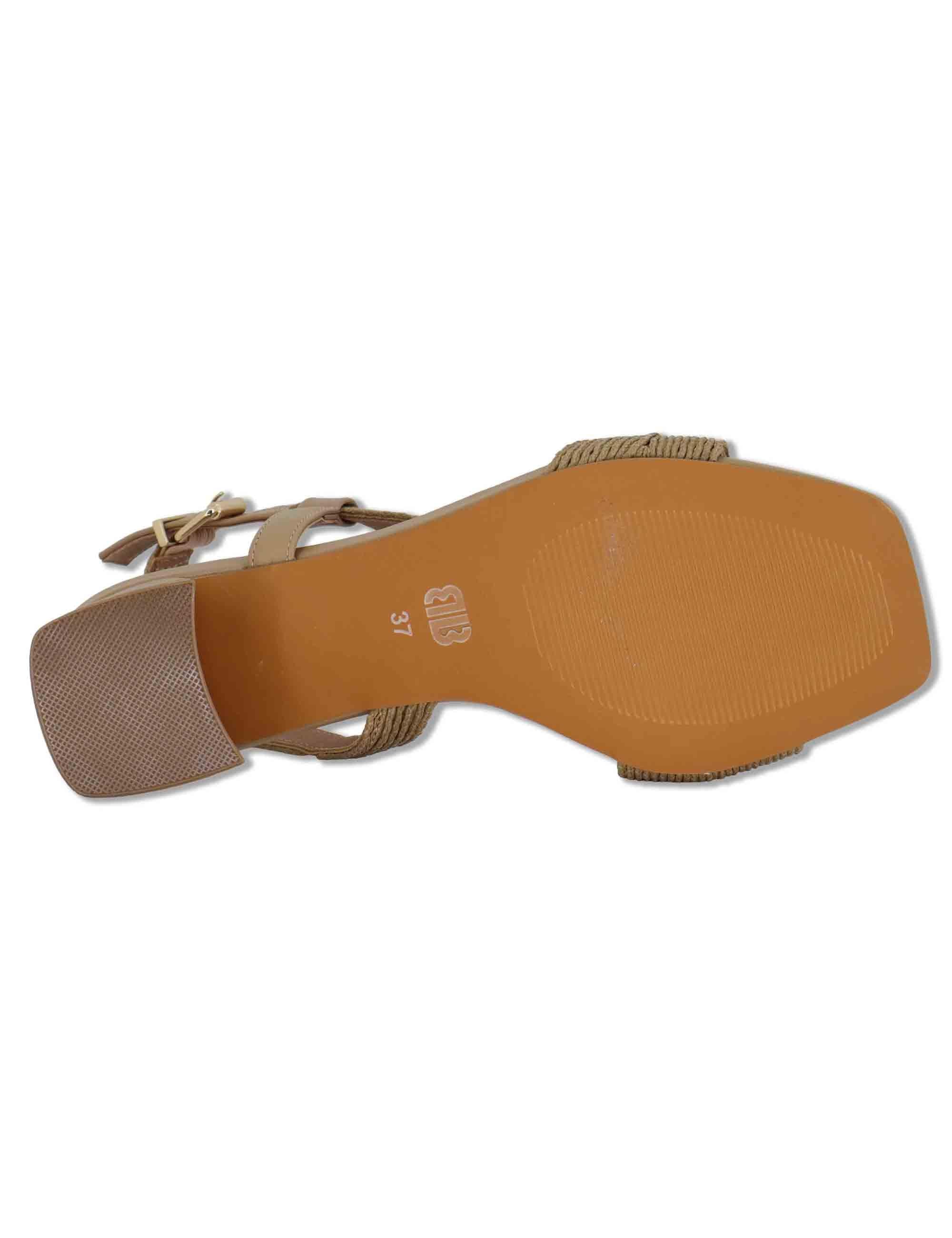 Sandali donna slingback in pelle e tessuto camel con tacco medio Lipe 872Z94HG 94-CAMEL Bibi Lou 