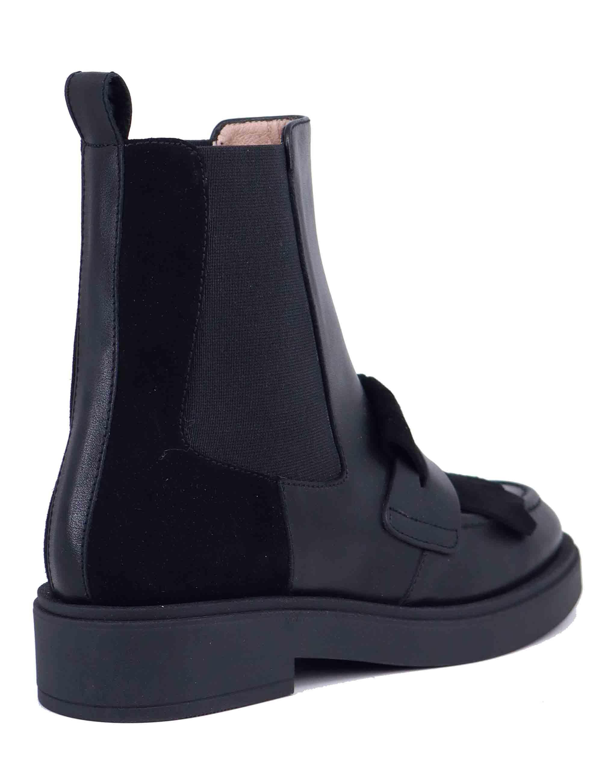 Stivaletti beatles donna in pelle e camoscio nero HI243613 C008 Hispanitas 