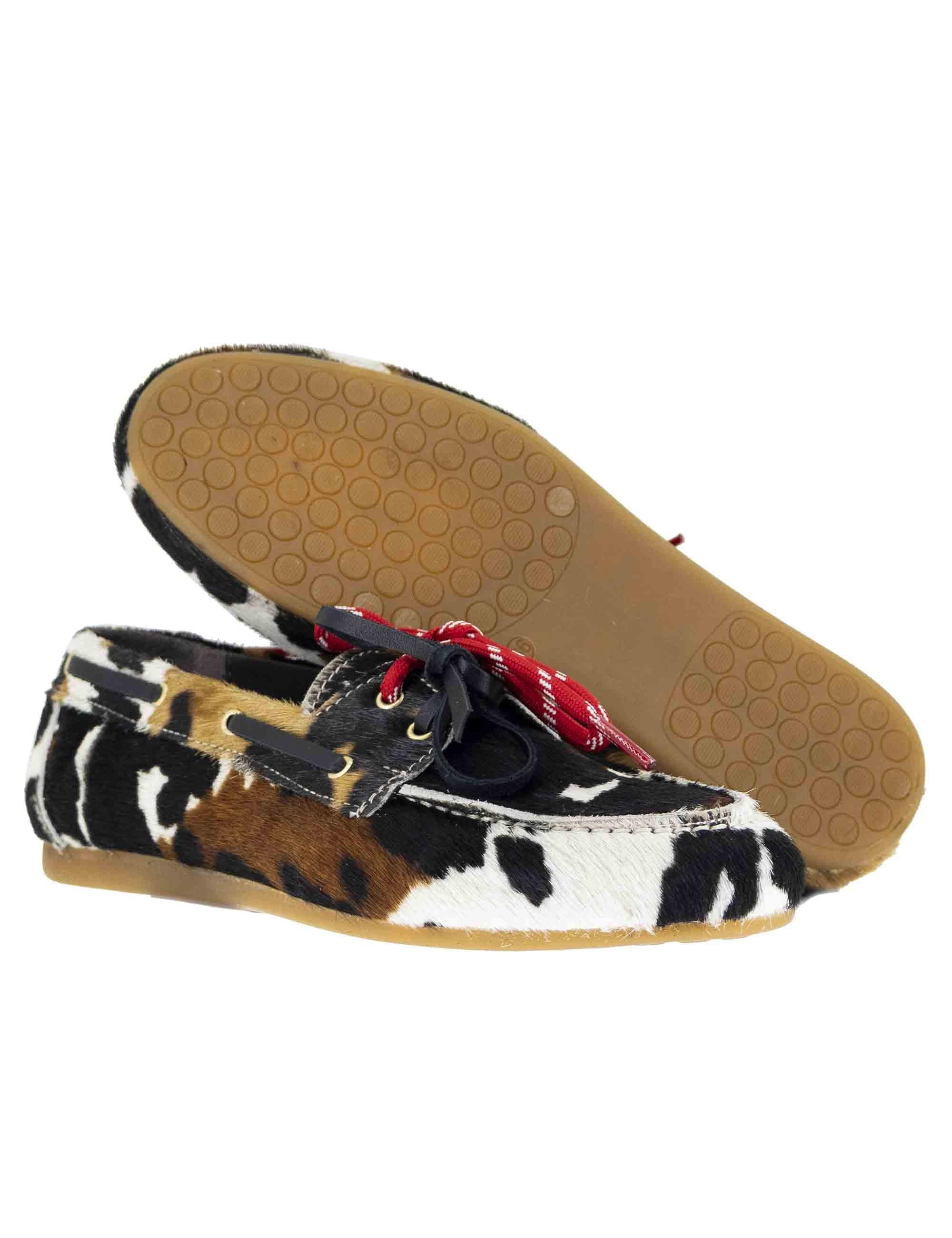 Mocassini donna in cavallino cuoio con suola in gomma bassa SP90 014 Spatarella 