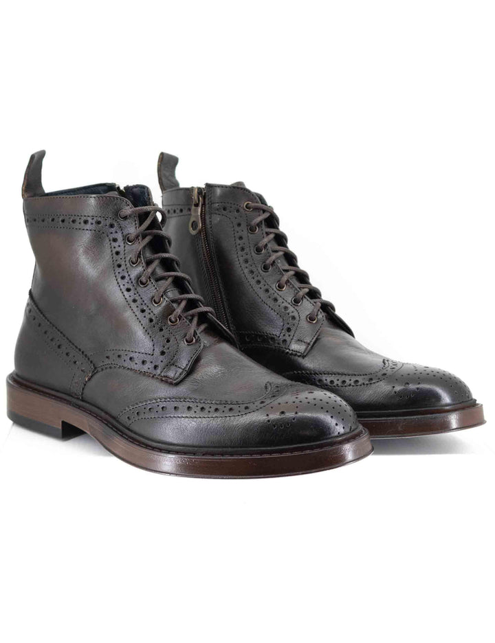 Stivaletti uomo in pelle marrone con impunture all'inglese e suola in gomma SP2268 014 Spatarella 