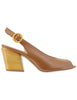 Women's Slingbacks in Tan Leather with High Heel SP819 014