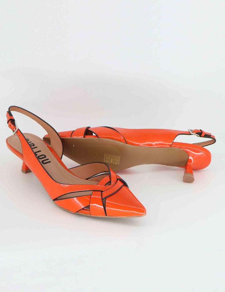 Slingback donna Nolia in pelle arancio tacco basso 632Z21VK 027 Bibi Lou 