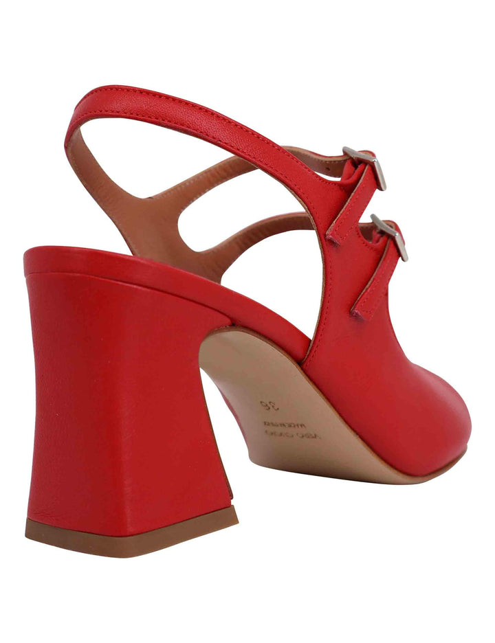 Sandali slingback donna in pelle rossa con cinturini punta tonda e tacco alto T1019 005 Tattoo 