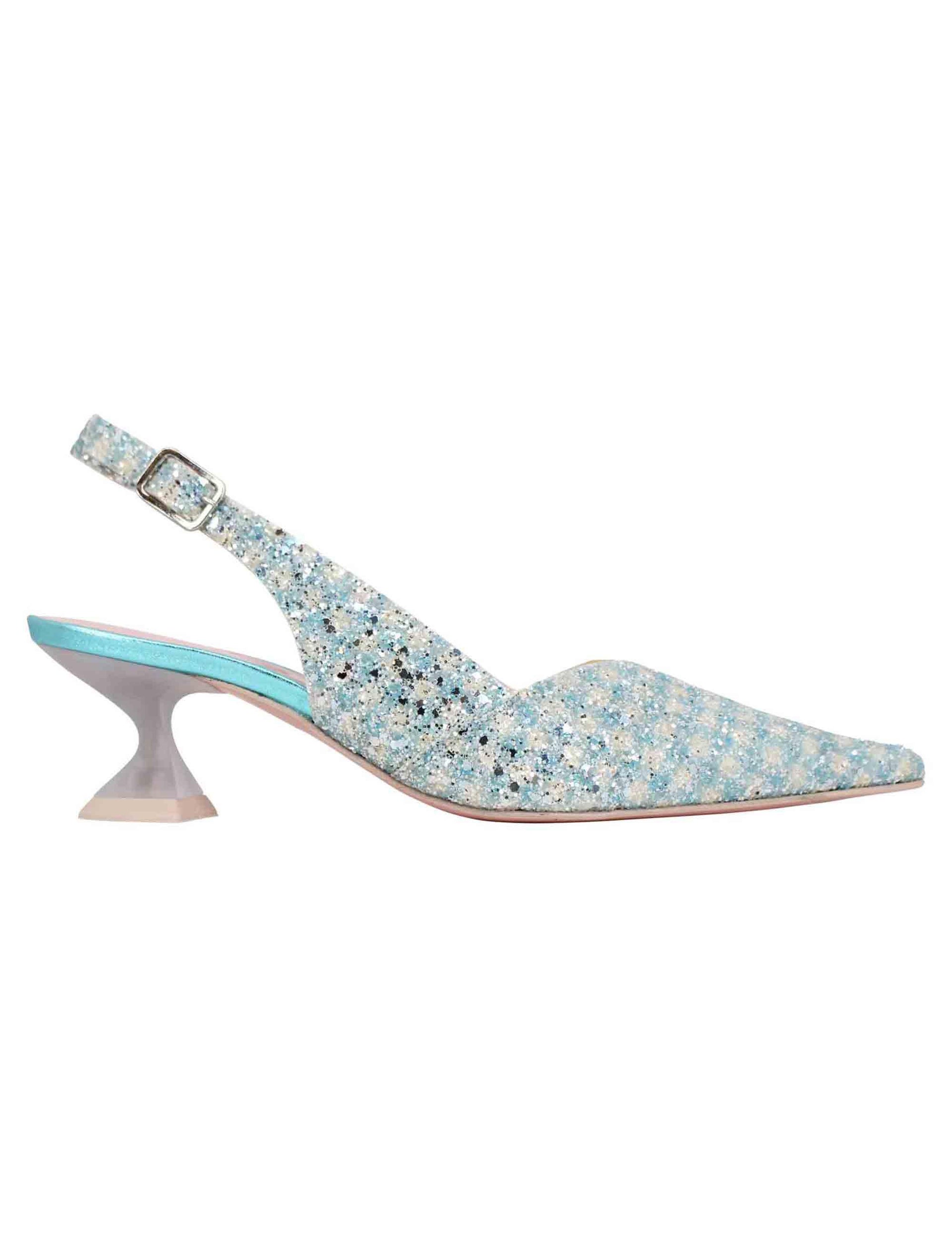 Decollete slingback donna in tessuto verde con punta a punta 7034 002 Ras 