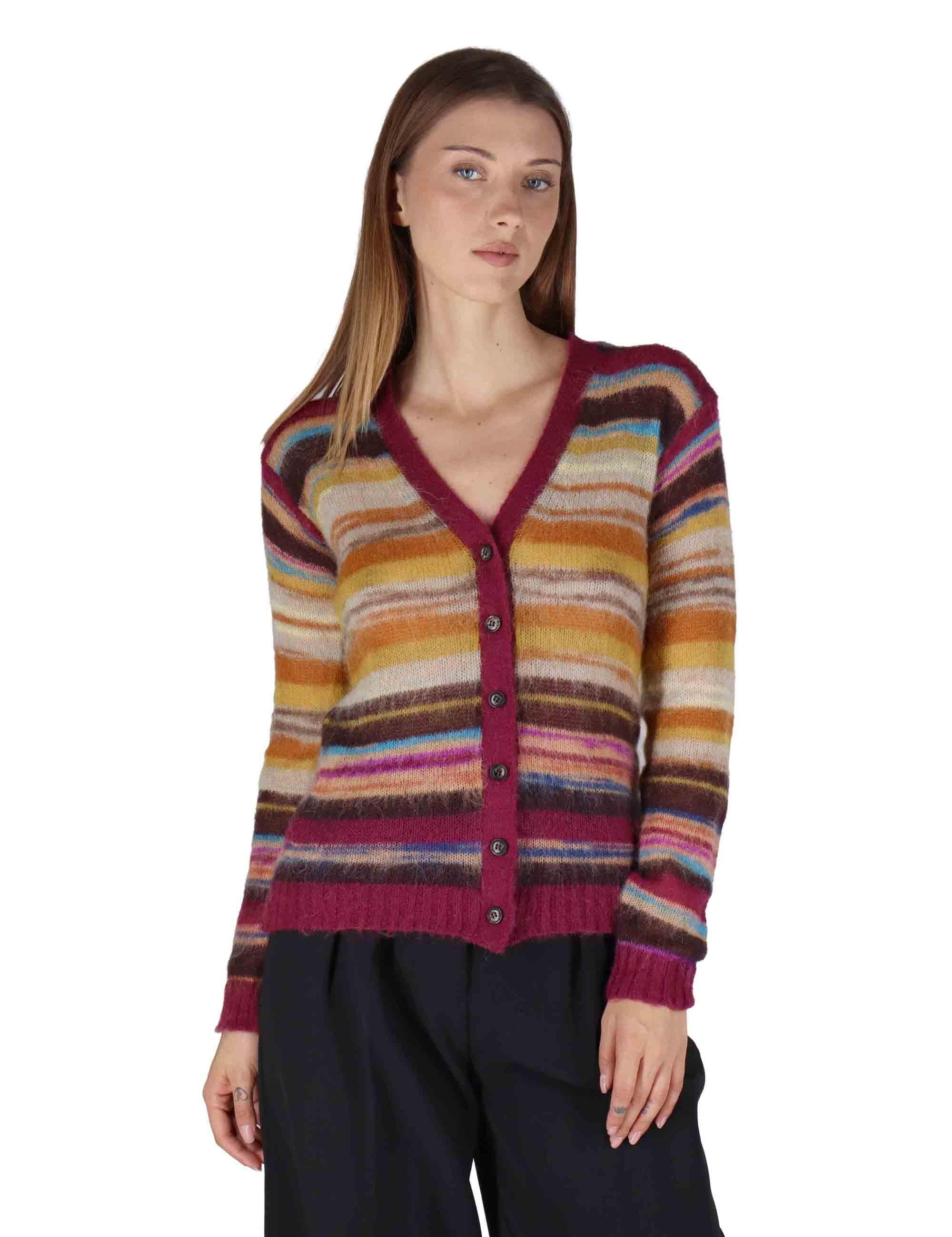 Cargidan donna Mohair Mix Print in lana cammello a fantasia JN370478209 41B21 Maliparmi 