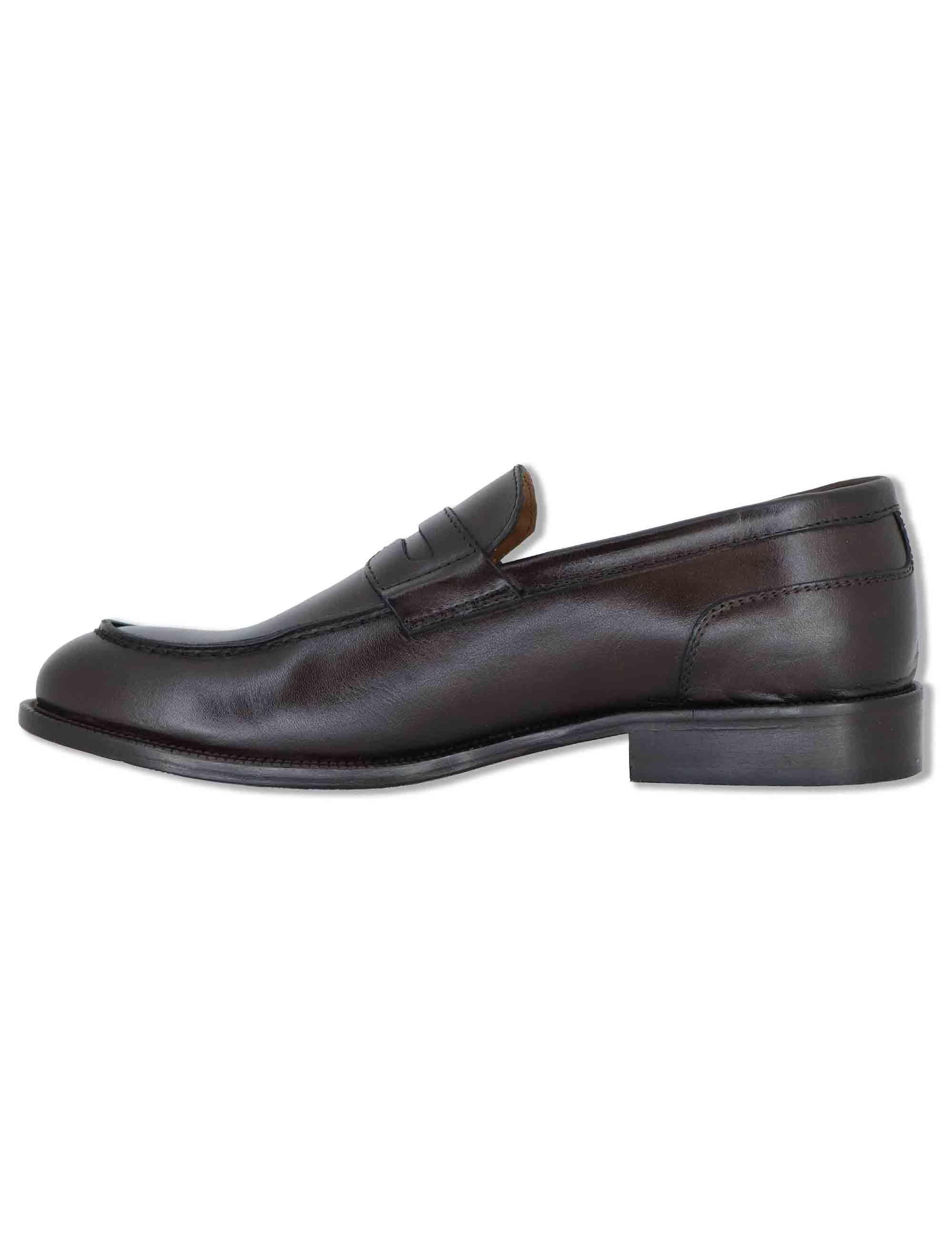 Mocassini uomo in pelle marrone con suola in cuoio cucita SPDU601 014 Spatarella 