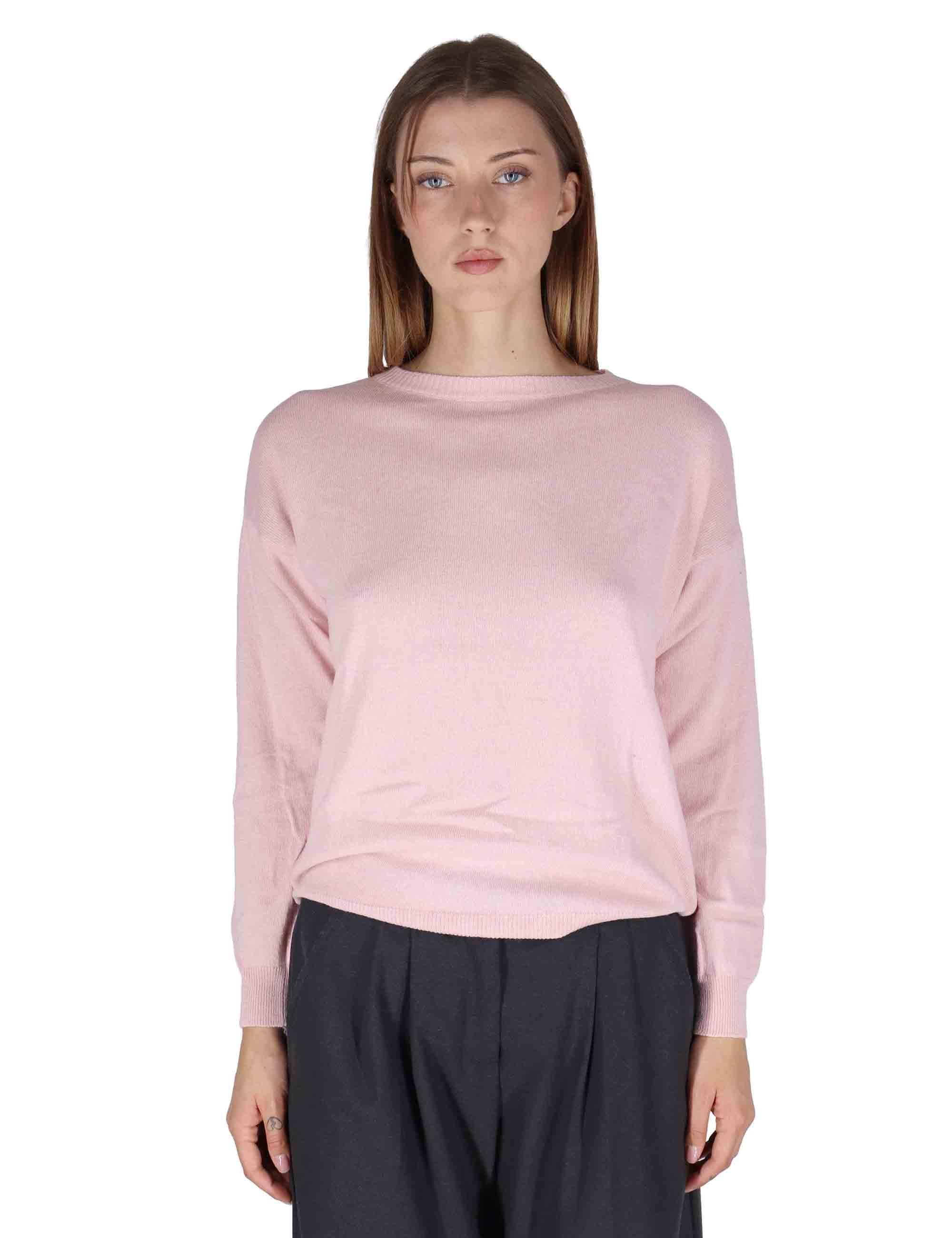 Maglioni donna in misto cachemire rosa girocollo con maniche lunghe SPZ03627 008 Spatarella 