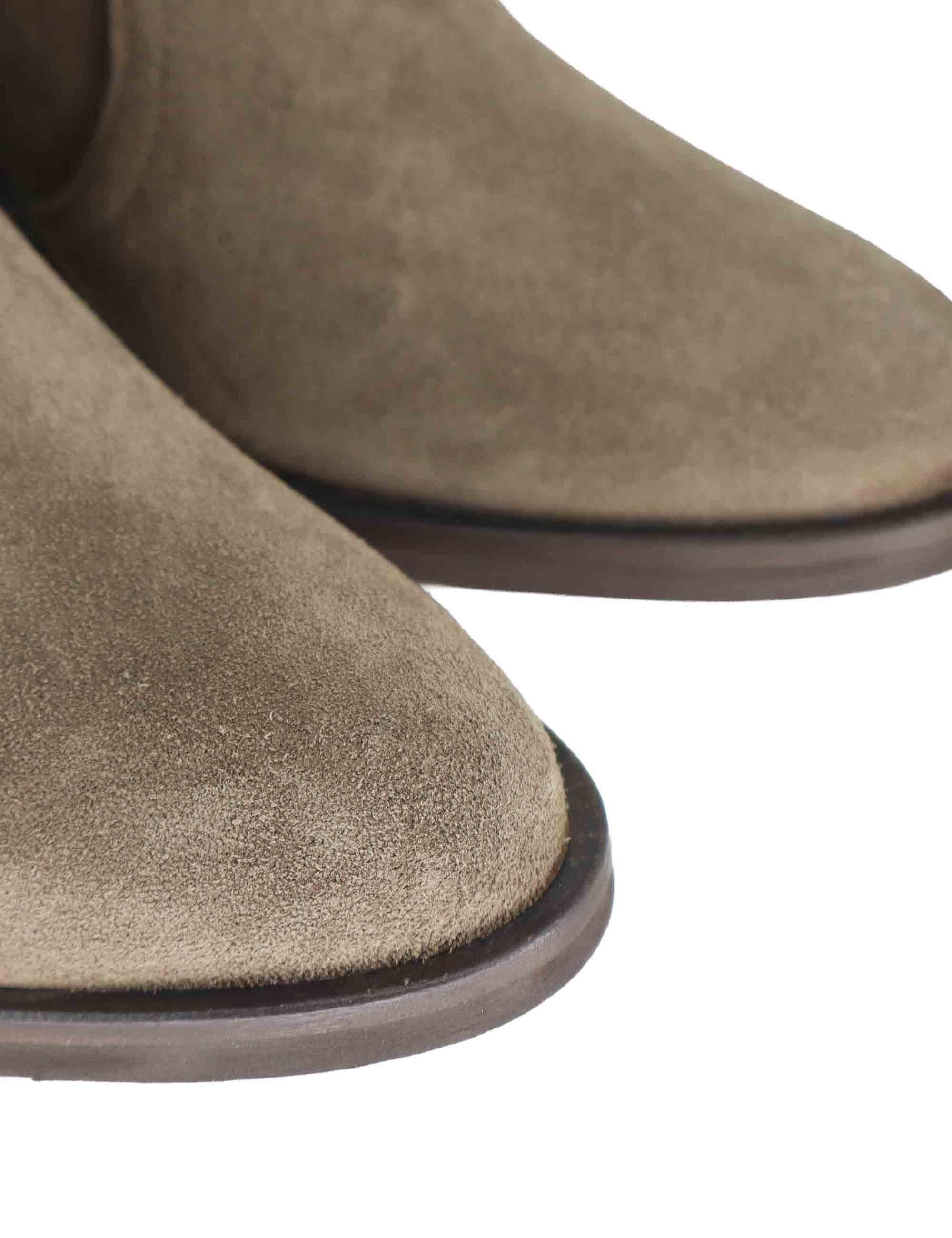 Stivaletti donna in camoscio taupe con tacco alto in cuoio AVI 3 039 Tattoo 