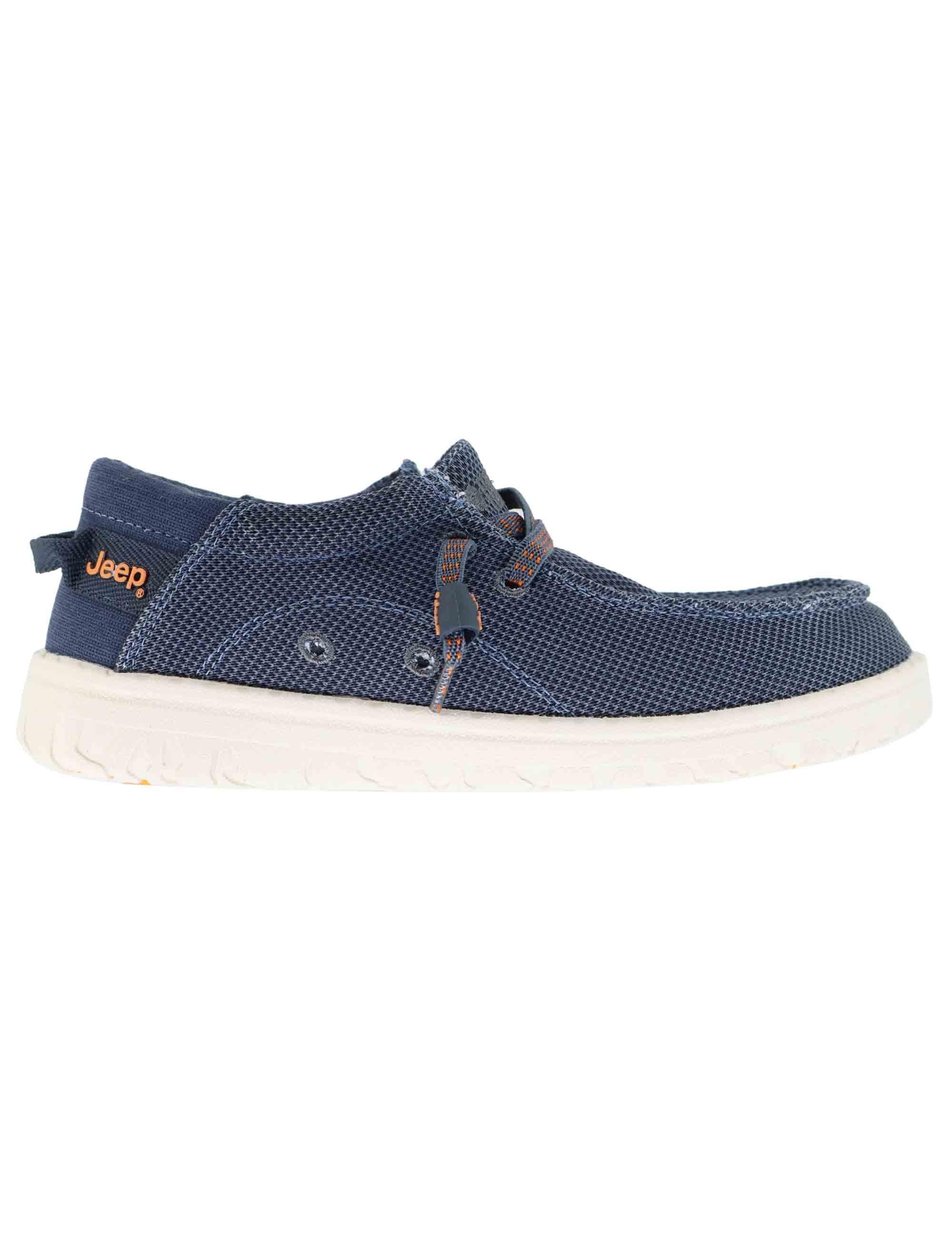 Stringate uomo in tessuto blu con suola in gomma JM51030A 100 Jeep 