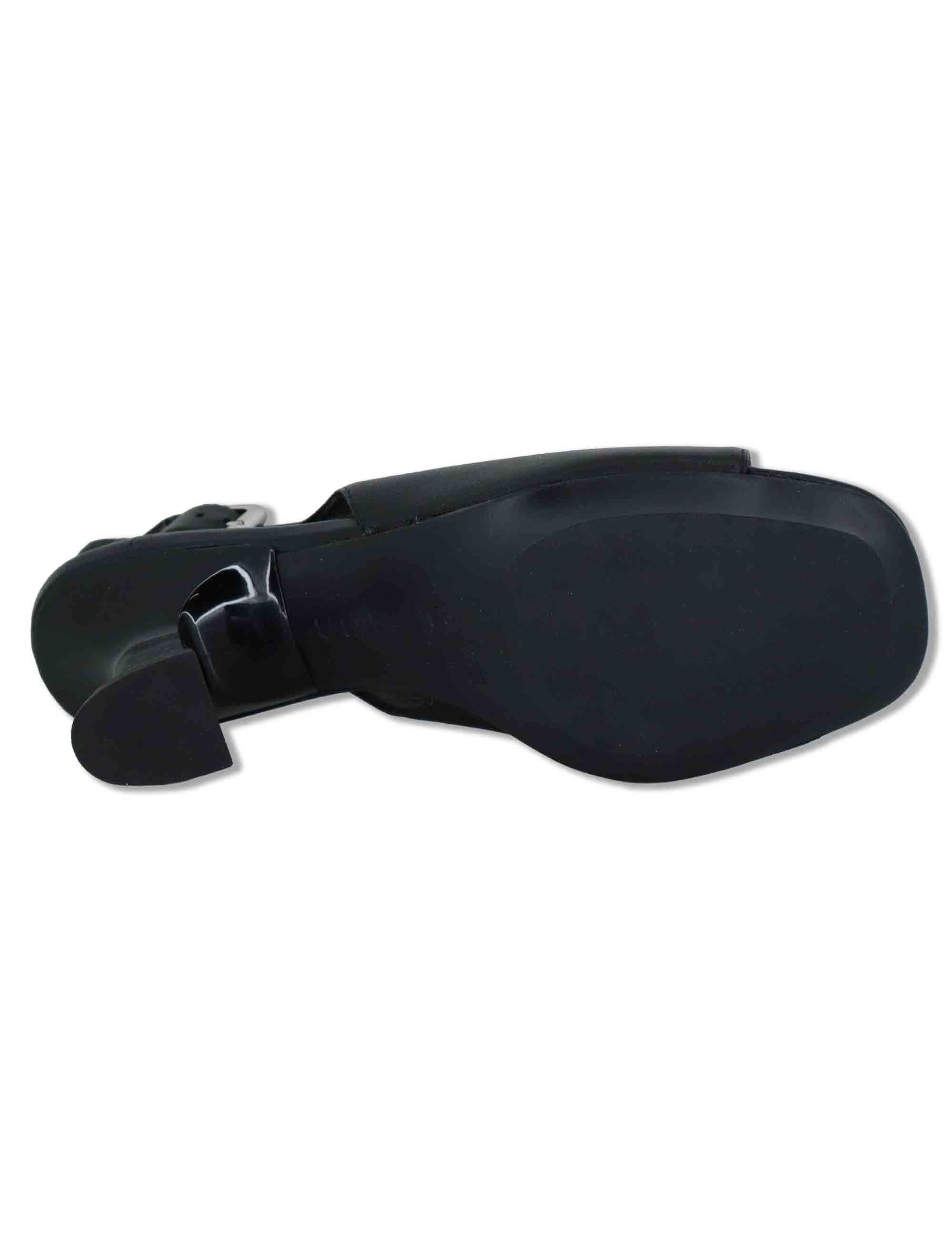 Sandali slingback donna in pelle nera con tacco alto e punta quadra MIJAS NTO BLACK Unisa 