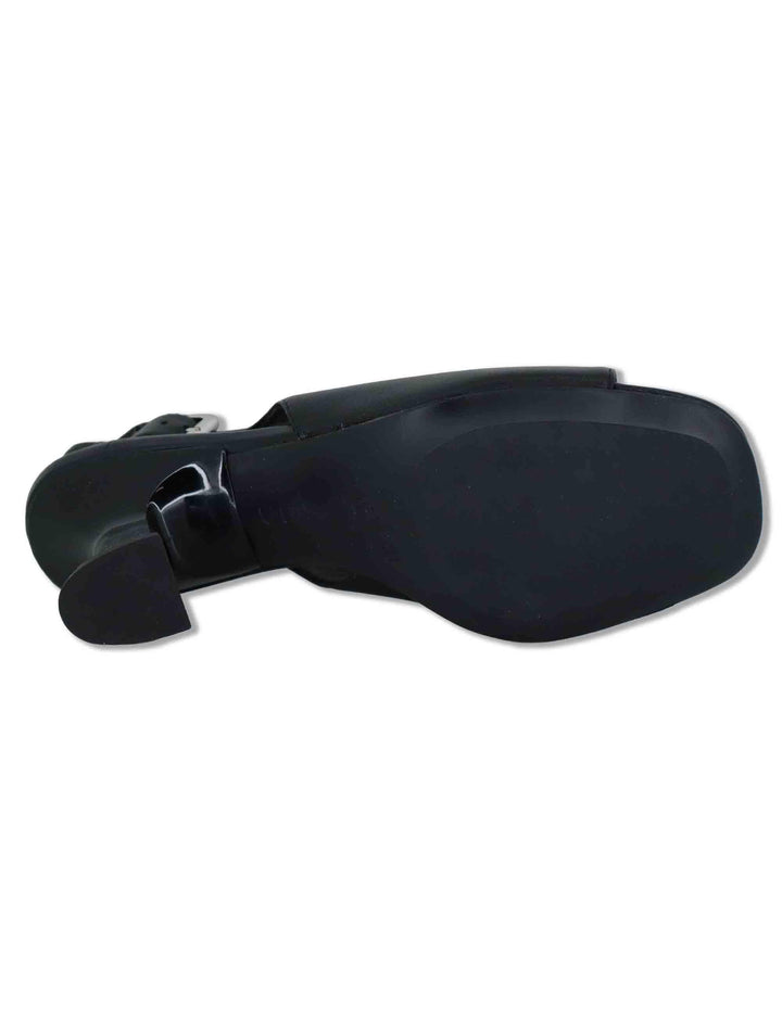 Sandali slingback donna in pelle nera con tacco alto e punta quadra MIJAS NTO BLACK Unisa 