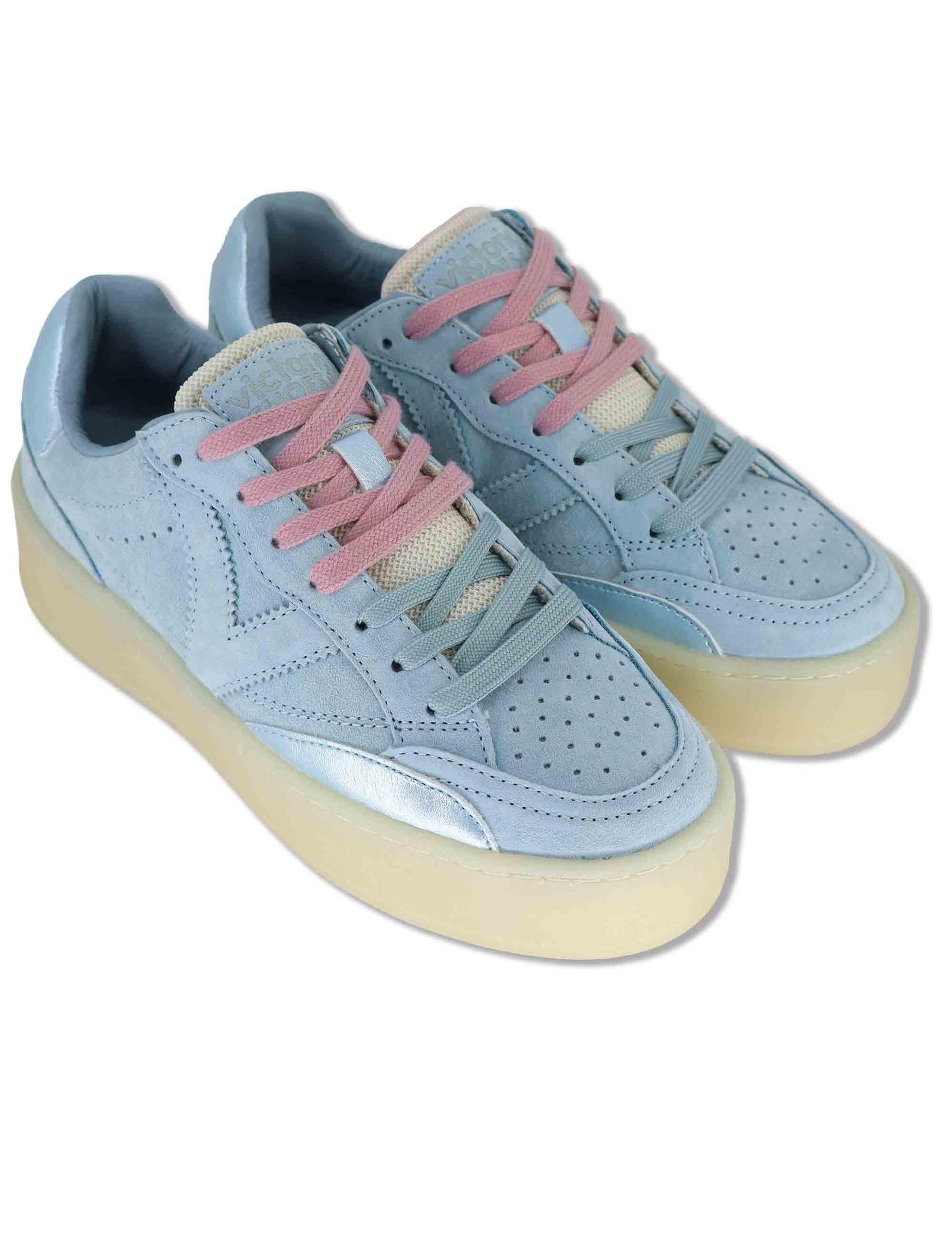 Sneakers donna Turin in nabuk azzurro con suola alta 1265100 36_Azul Victoria 