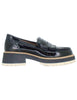 Mocassins en cuir noir avec semelle en caoutchouc haute pour femme SP56888 001