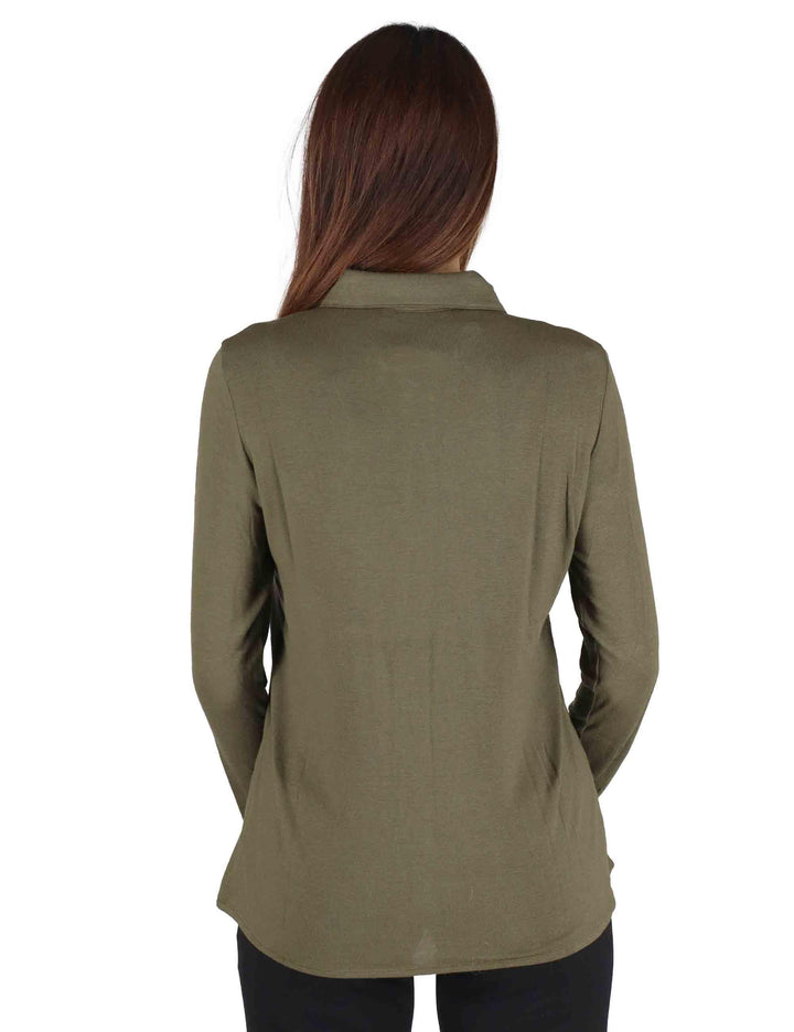 Camicie donna in jersey verde a maniche lunghe JABCM0025-F1050 7020 Justmine 
