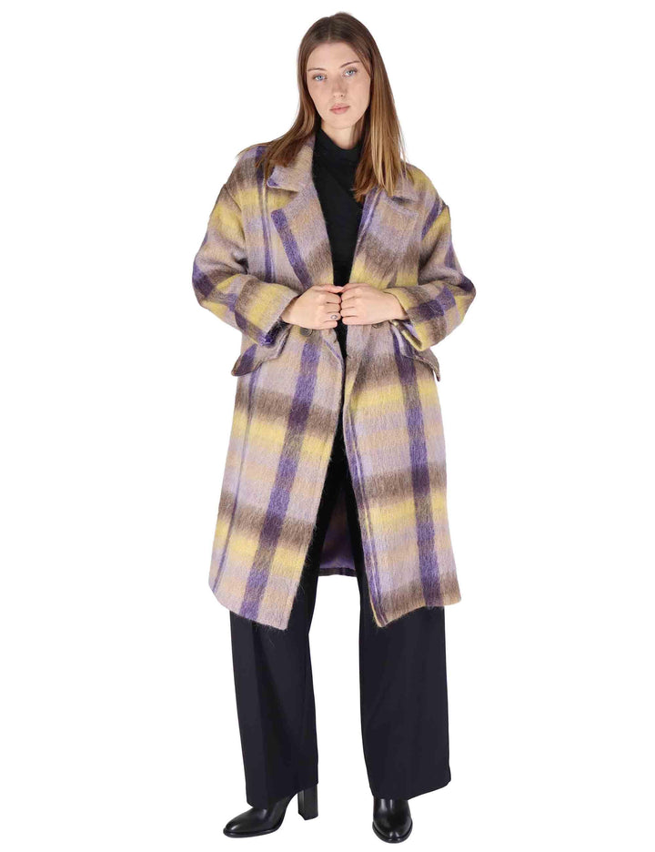 Cappotti donna doppiopetto in misto lana marrone con ampio bavero JABCS0025-F1424 8150 Justmine 