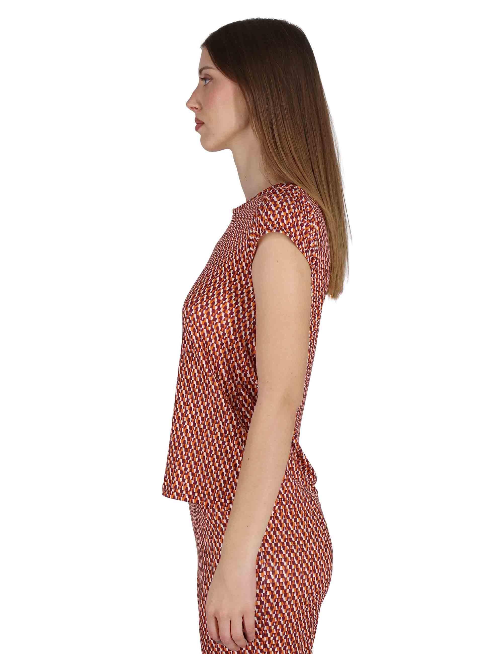 T-Shirt donna Basic in jersey arancione stretch a fantasia JFATS0001-E2818-1245 2102 Justmine 