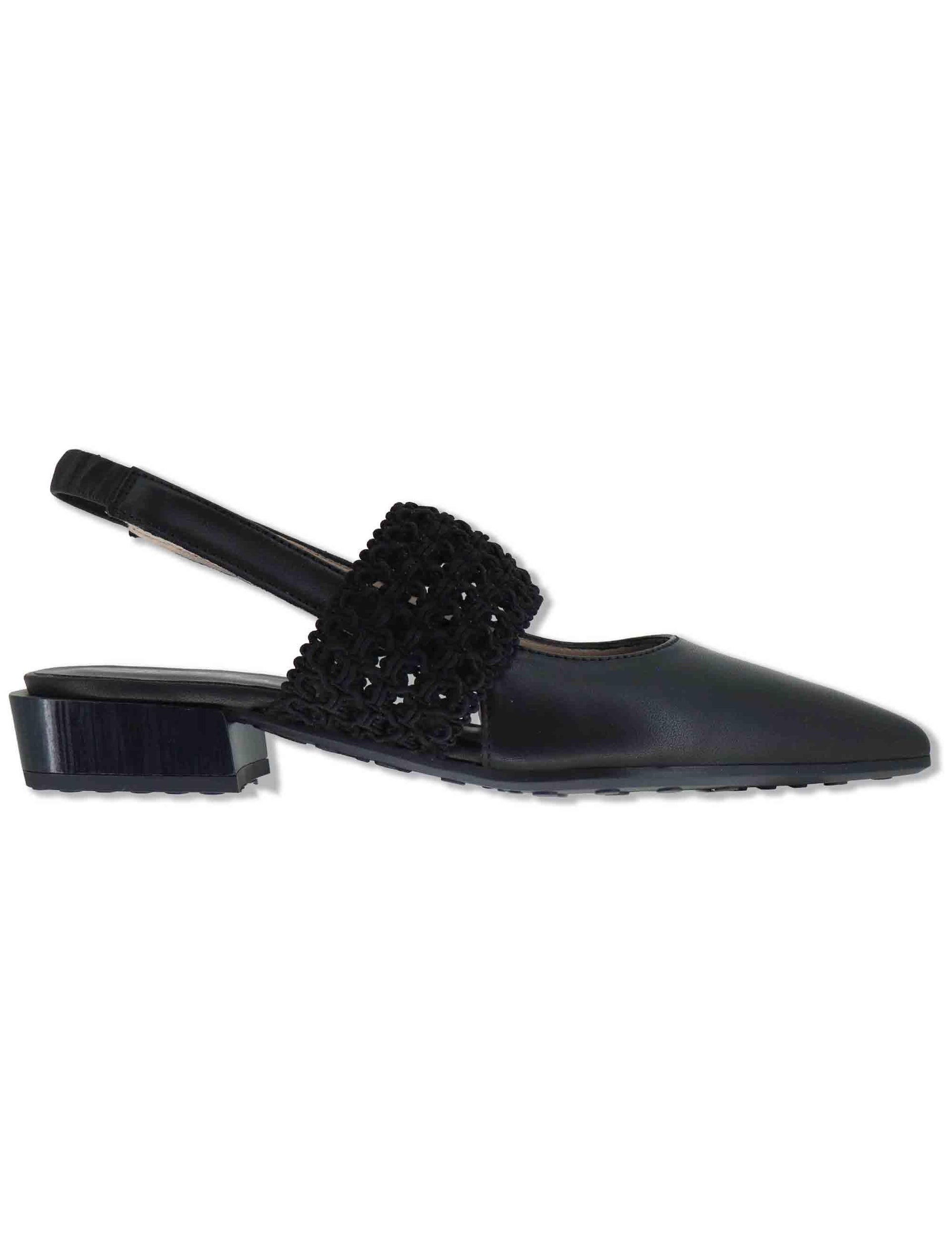 Decollete slingback donna in pelle nera con punta a punta e tacco basso HV264778 BLACK Hispanitas 