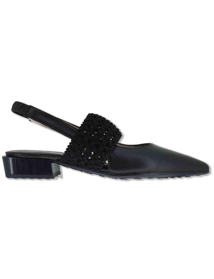 Decollete slingback donna in pelle nera con punta a punta e tacco basso HV264778 BLACK Hispanitas 