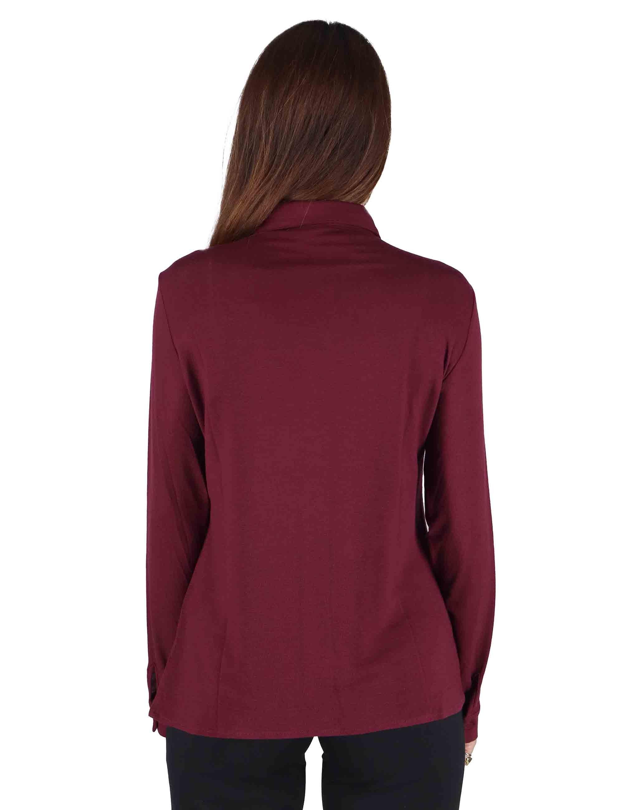Camicie donna in jersey bordeaux a maniche lunghe JABCM0025-F1050 4280 Justmine 
