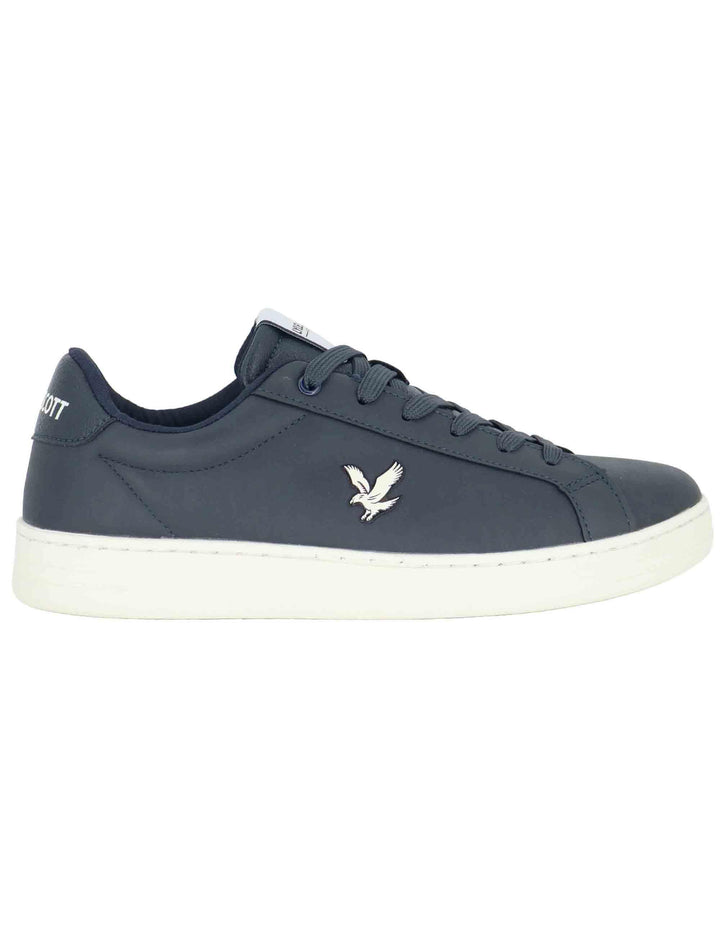 Sneakers uomo in pelle blu con riporti in contrasto e logo laterale KALEB004 116 Lyle & Scott 