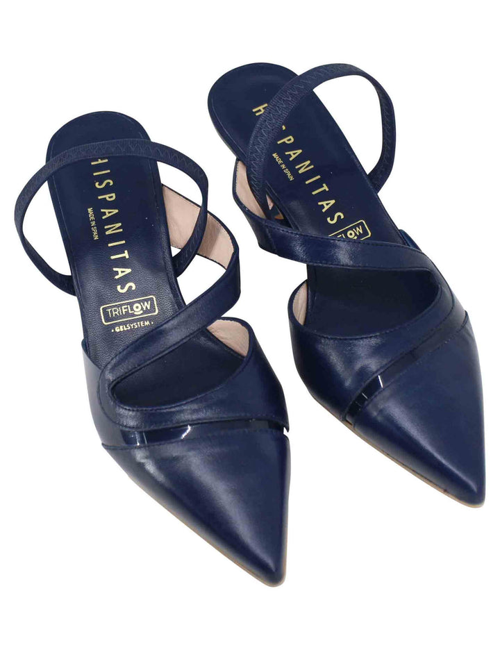 Decollete slingback donna in pelle blu con elastico posteriore HV243397 C017 Hispanitas 