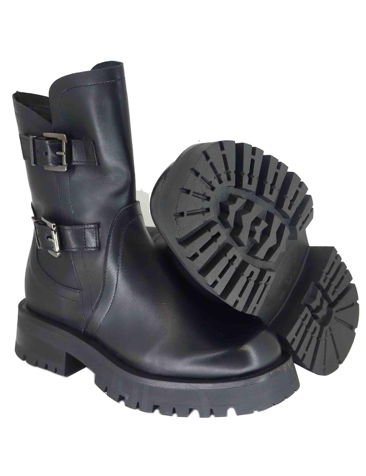 Stivaletti anfibi da donna firmati Spatarella realizzati in pelle vintage con cinturini laterali. SPTR2011 001 Spatarella 