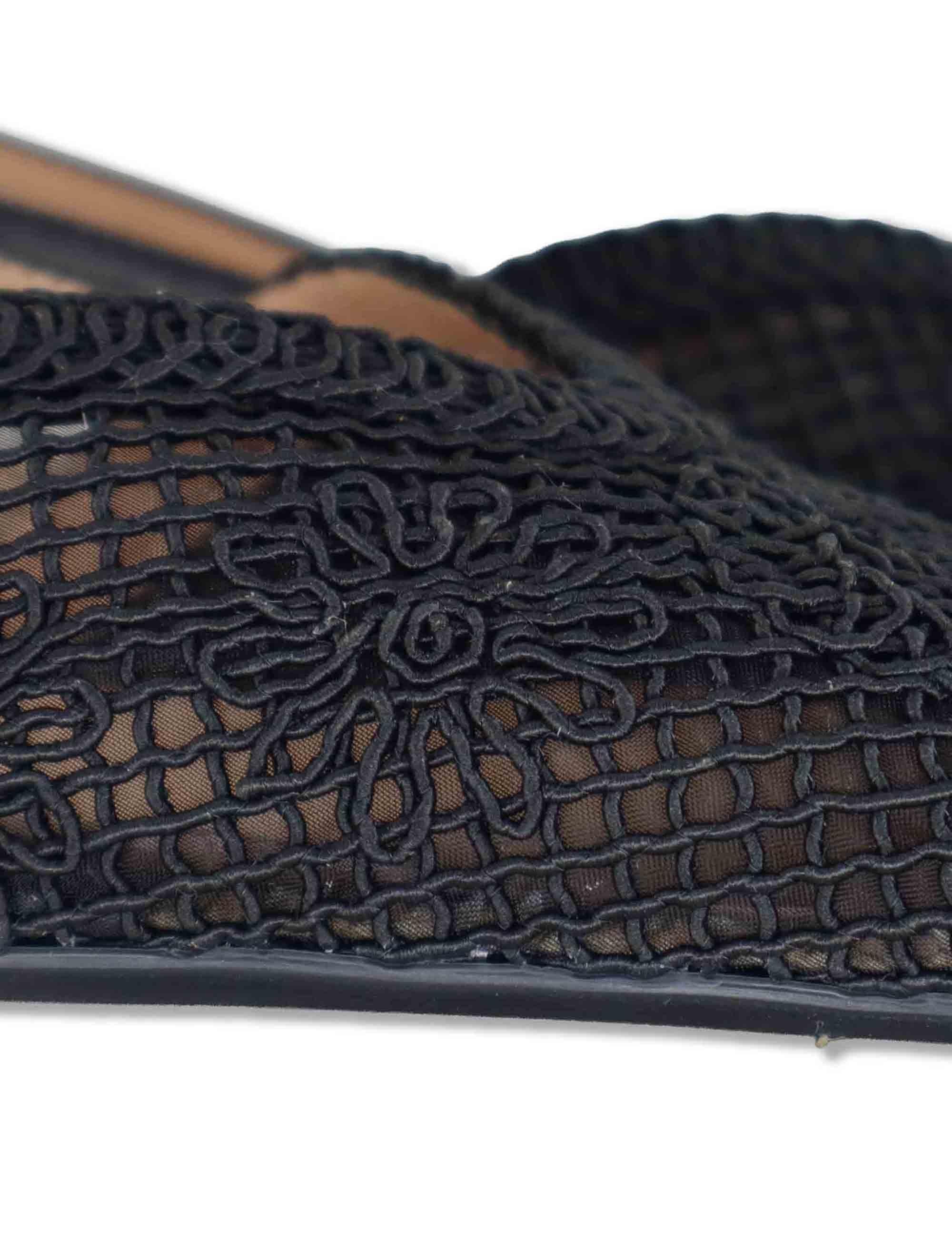 Decollete slingback donna in tessuto nero ricamato con tacco basso COTIS NTO BLACK Unisa 