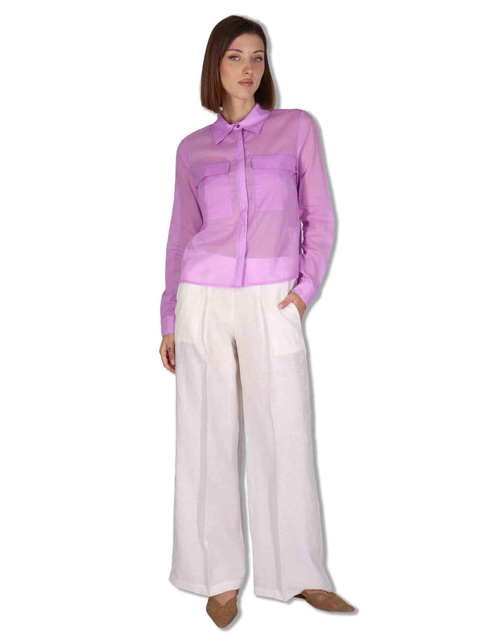 Camicie donna in puro cotone lilla con tasconi e maniche lunghe JABCM0001-F1493-1230 3110 Justmine 