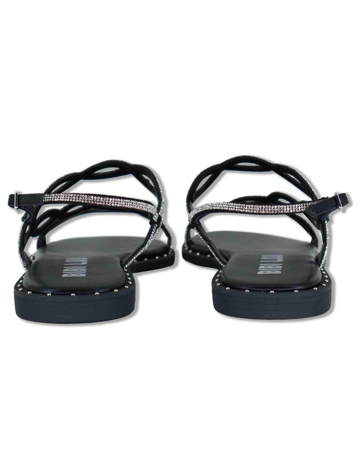 Sandali flat donna in pelle e strass argento con cinturino regolabile Illion 888Z00HG 09-PLOMO Bibi Lou 