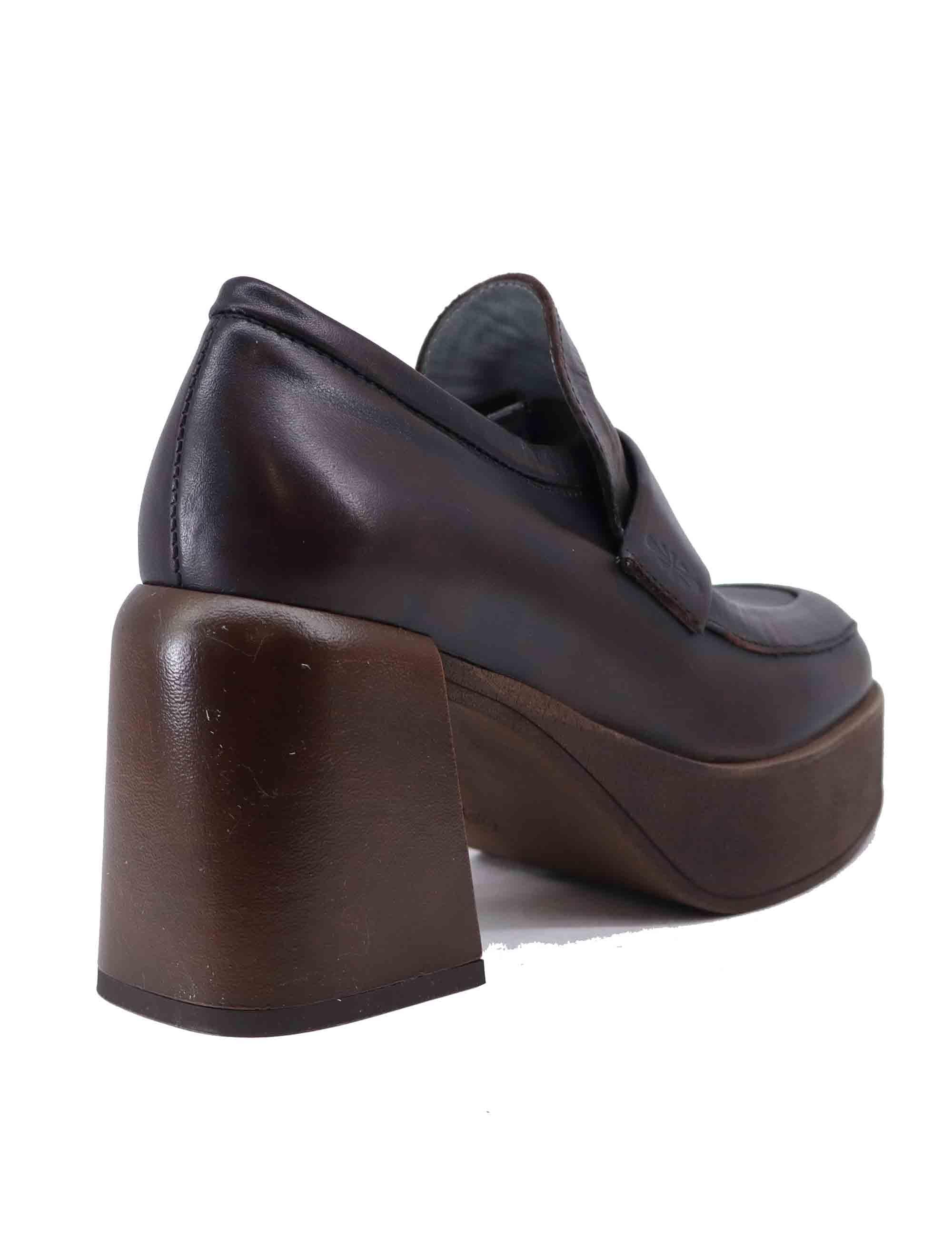 Mocassini donna in pelle testa di moro tacco alto LORY 014 Patrizia Bonfanti 