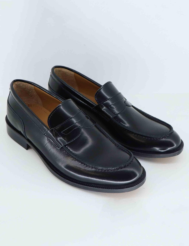 Mocassini uomo in pelle nera lucida SPDUE601 001 Spatarella 