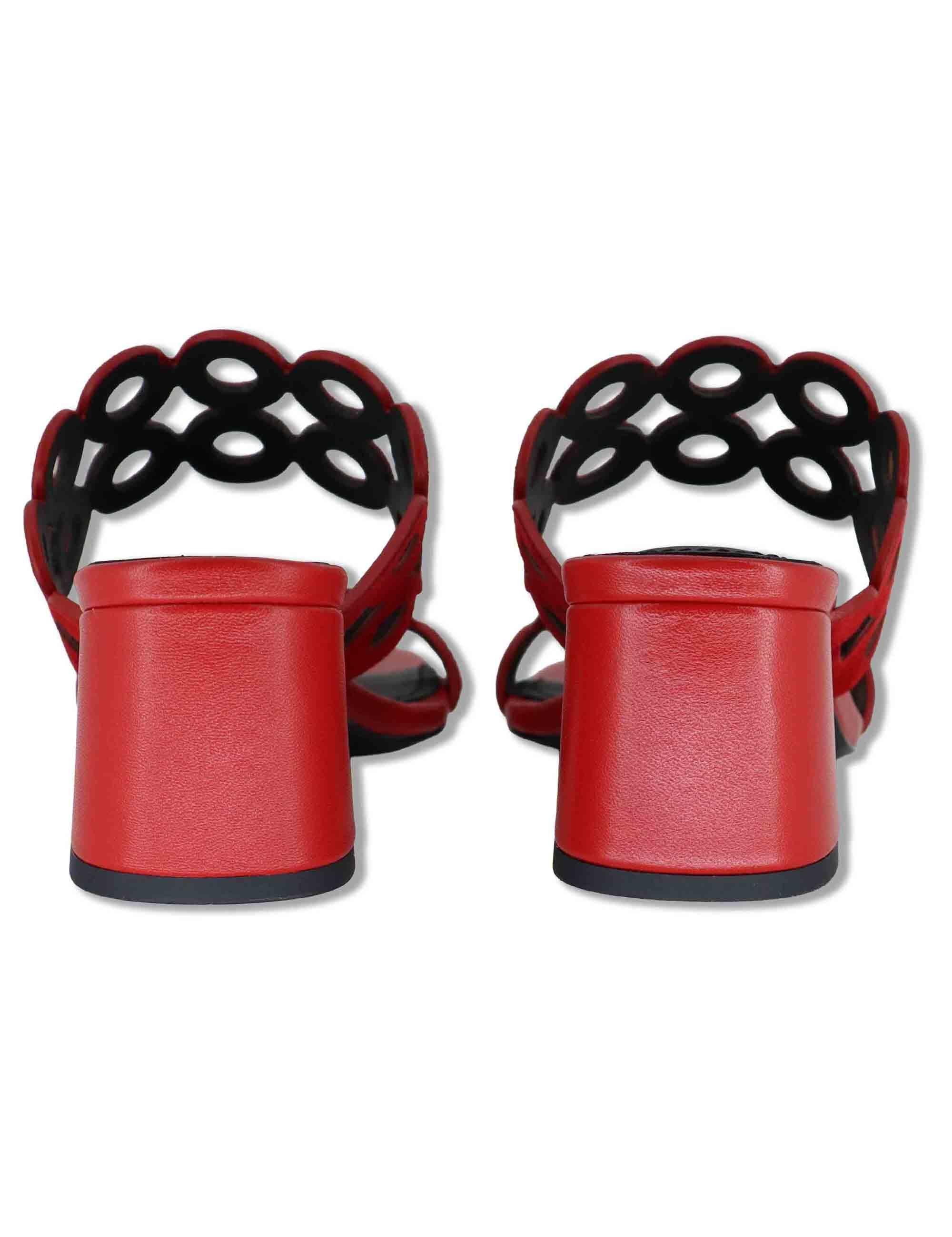 Sandali donna in pelle e camoscio rosso con tacco medio Oribu 627Z30VK 40-ROJO Bibi Lou 